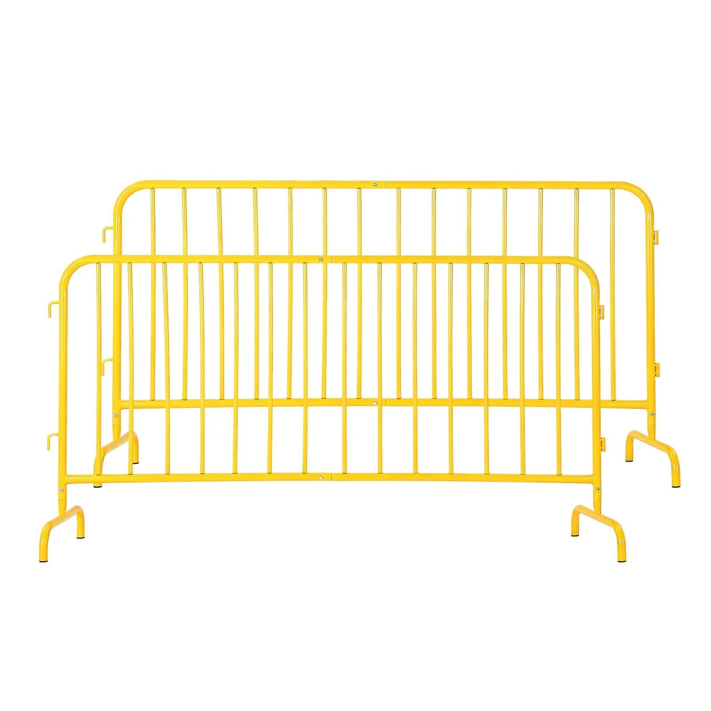 2 Pack Interlocking Steel Barricade, 6.5 ft. Heavy-Duty Metal Barricade with Removable Bridge Feet, Tool-Free Assembly, Rust-Proof Powder Coated, for Outdoor Event Crowd Control and Construction