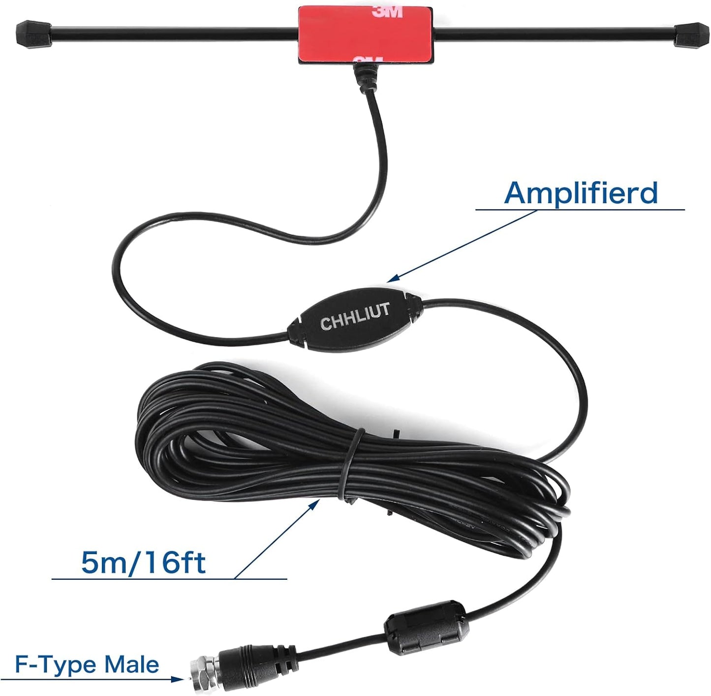 CHHLIUT 75 16ft Universal FM Radio Dipole Antenna Screw F Male Plug for Home AV Audio Stereo Receiver Indoor Ohm