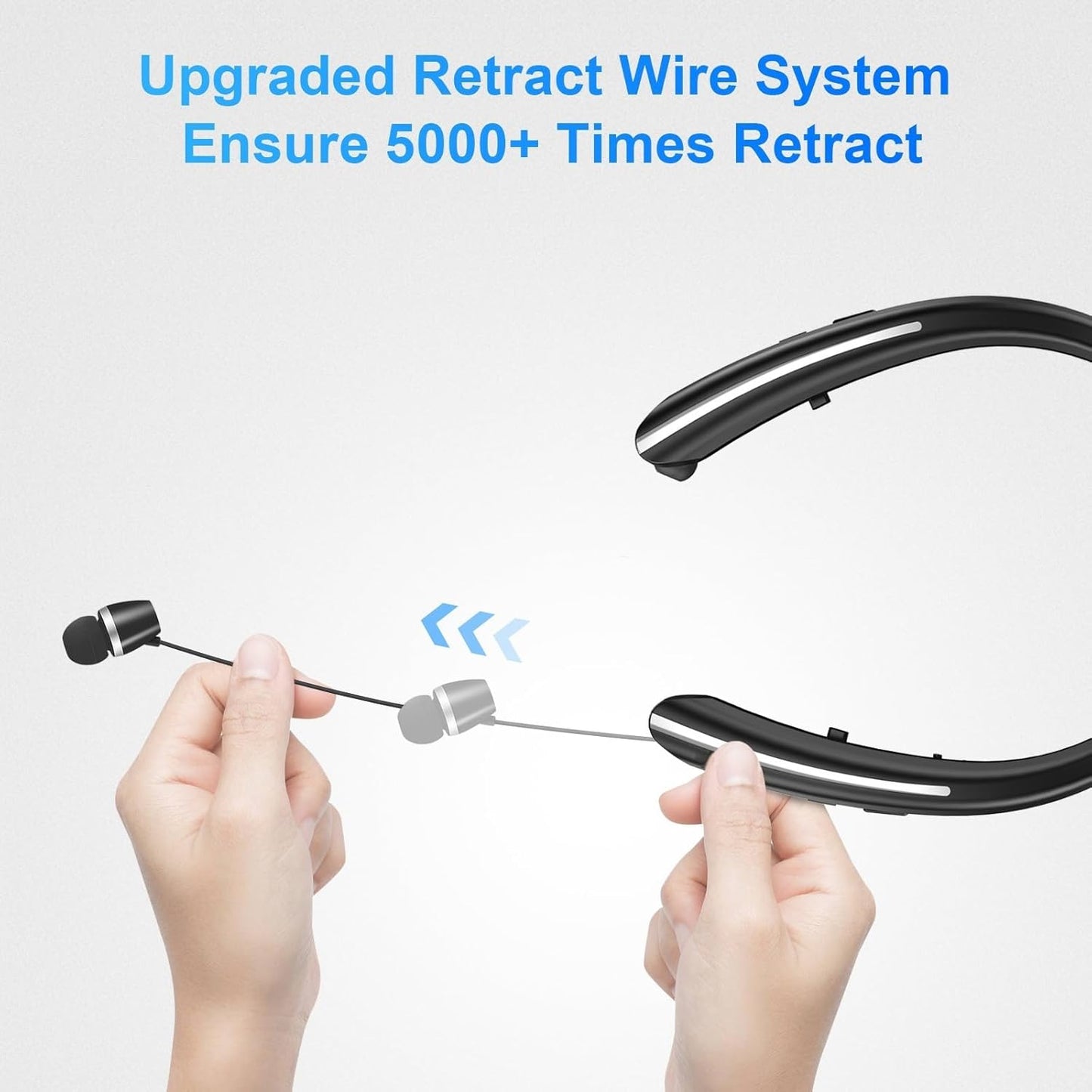 5.0 Bluetooth Neckband Bluetooth Headphone, Sweat Resistant Noise Cancelling Stereo Headphones, and Retractable Ear