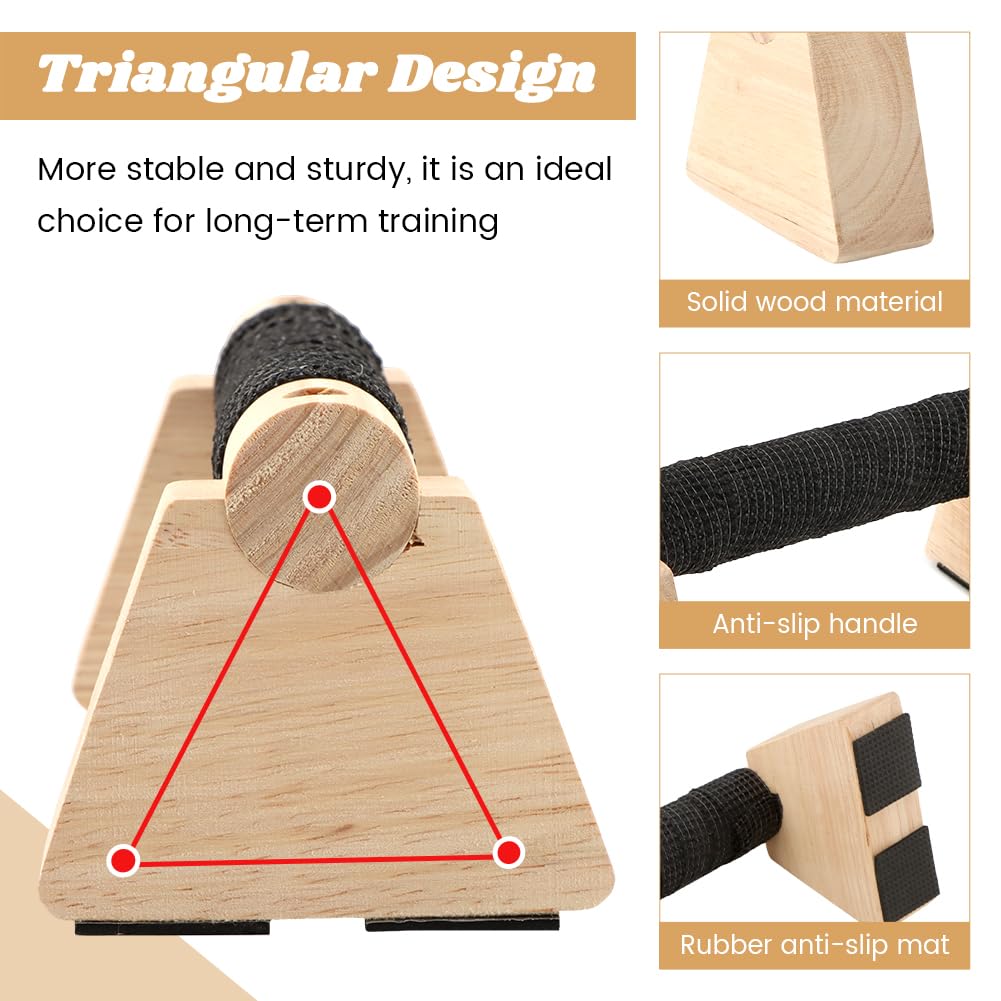 Wood Parallettes Bars for Home Workout, Push Up Bars & Dip Stands, Wooden Calisthenics Equipment Handstand Blocks for Strength Training, Rehabilitation & Gymnastics (20cm)
