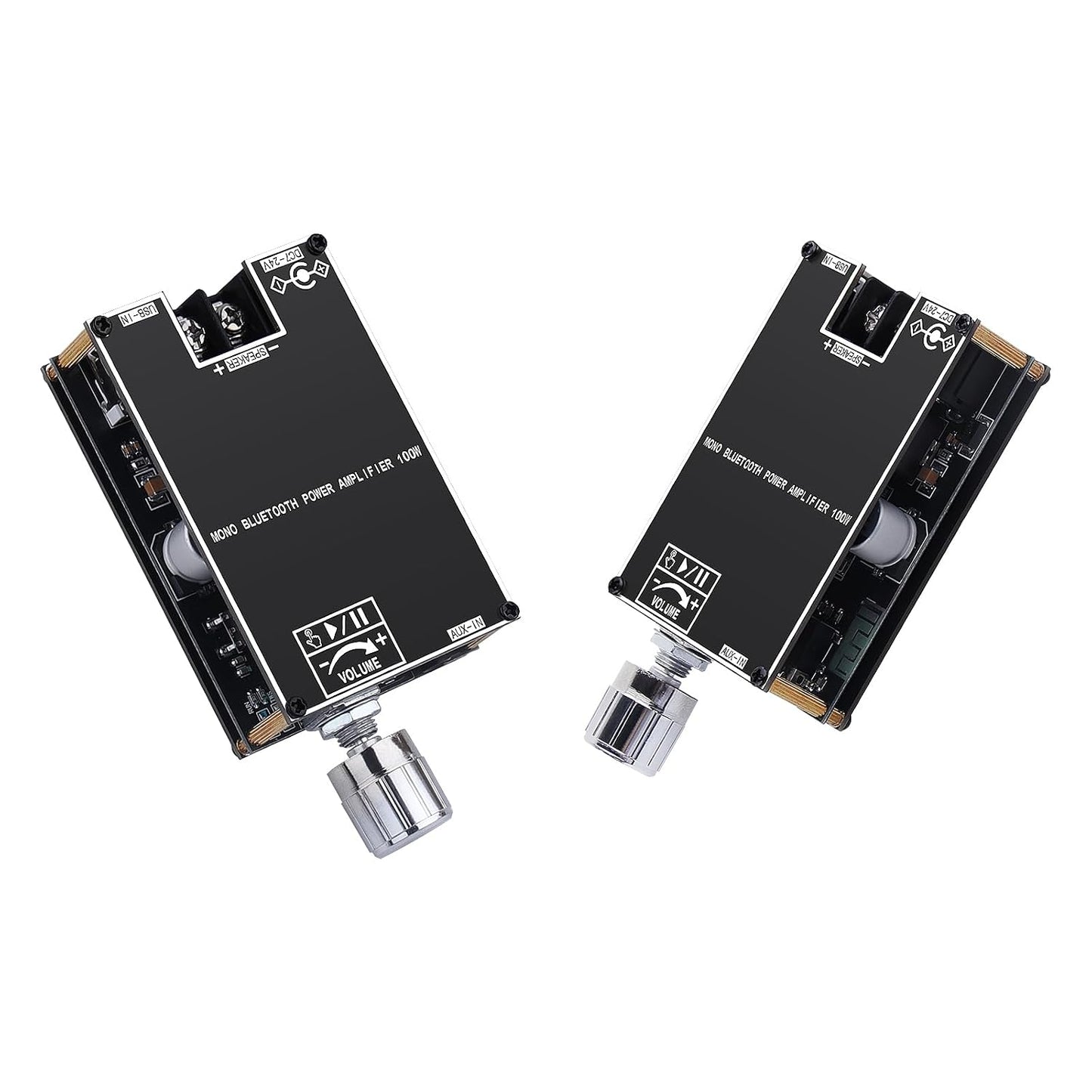 2Pack ZK-1001B 100W 7-24V Bluetooth Amplifier Board, Mono AMP TWS Mini Audio Power Amplifier Module with Box Matching
