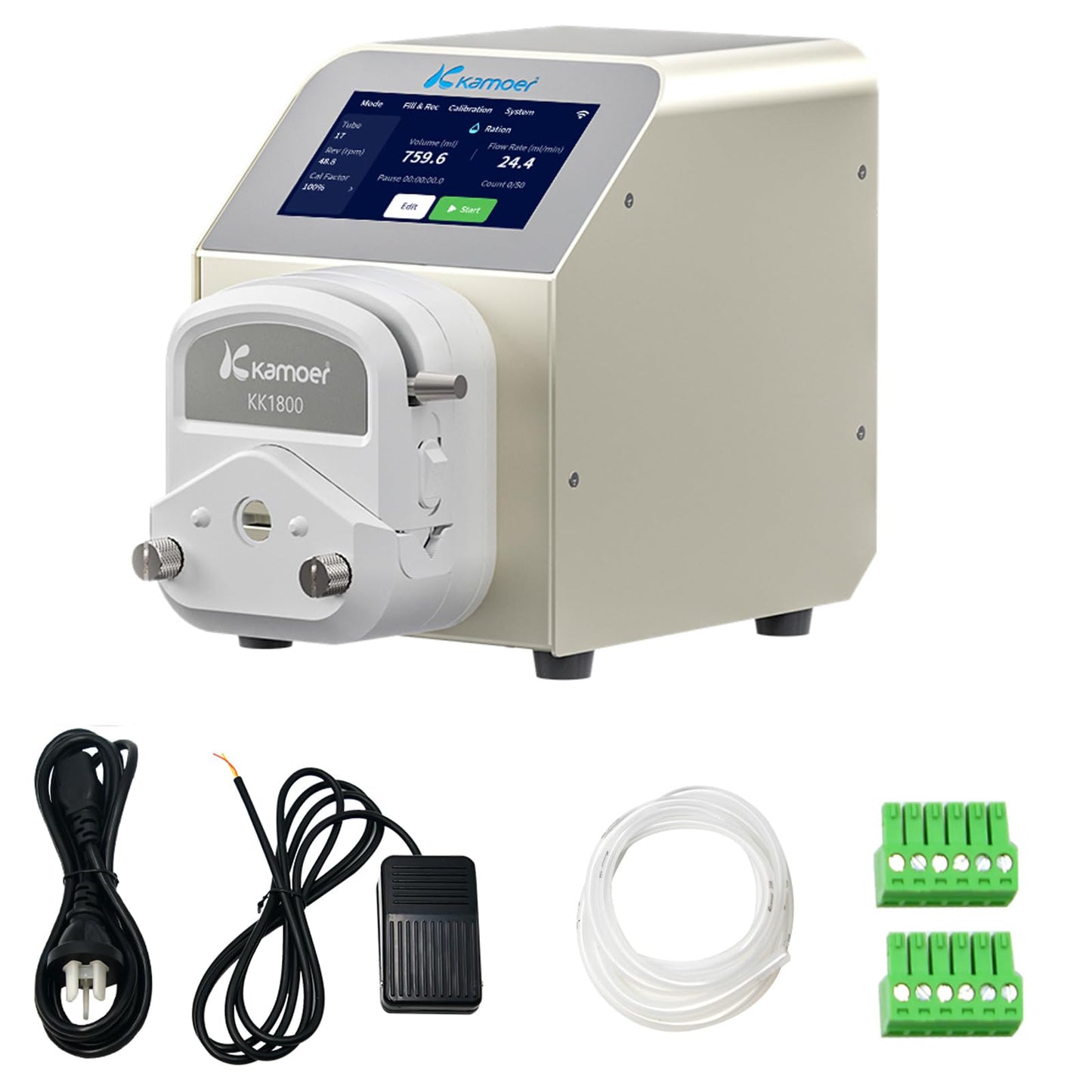 Kamoer UIP V3 Intelligent 0.1~1500ml/min High Flow Peristaltic Pump with High-Precision Closed-Loop Stepper Motor 100V~240VAC Dosing Pump Foot Switch (UIP-V3 Single Head)