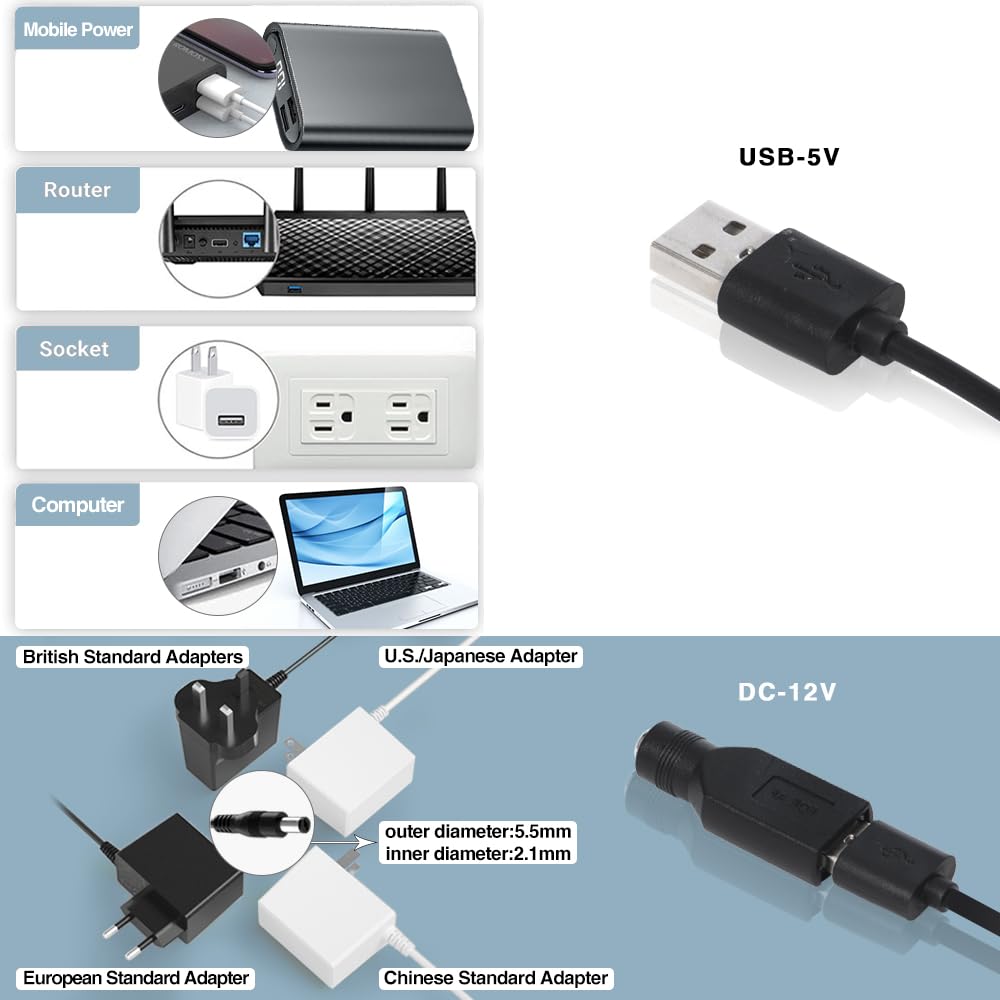 xiaoqijia 120mm 10 5V 12V IPX5 Dual Fan with Speed USB DC Waterproof Cooling Fan for Tablet TV Receiver Router DVR Xbox