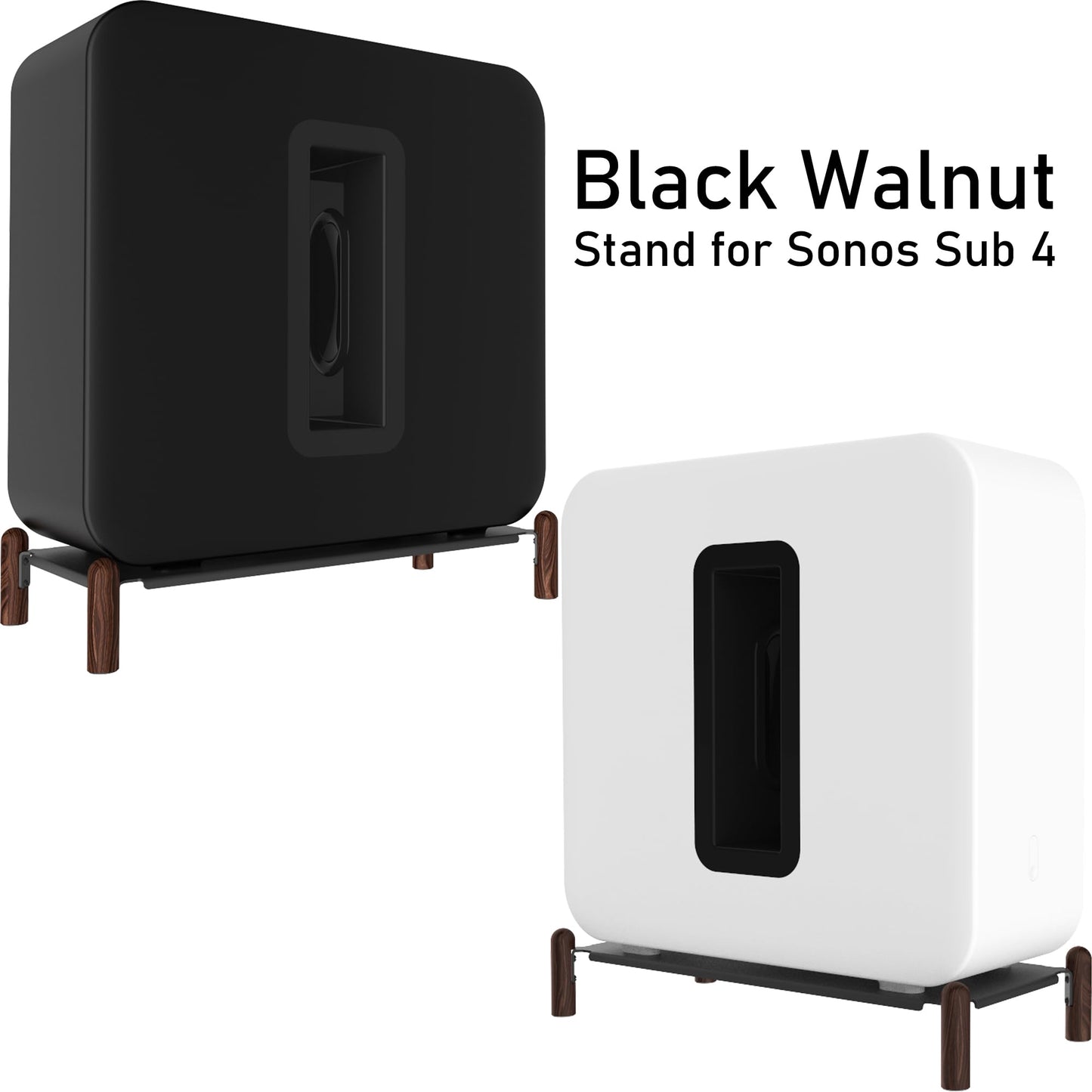 Real Wood Stand for Sub 4,The Holder Accessories Protect Sonos Sub 4 for Sound Better,Secure Stable Wooden Mount with Metal Frame for Sonos Sub 4, Sub 3, Sub 2, (Walnut) (Black)