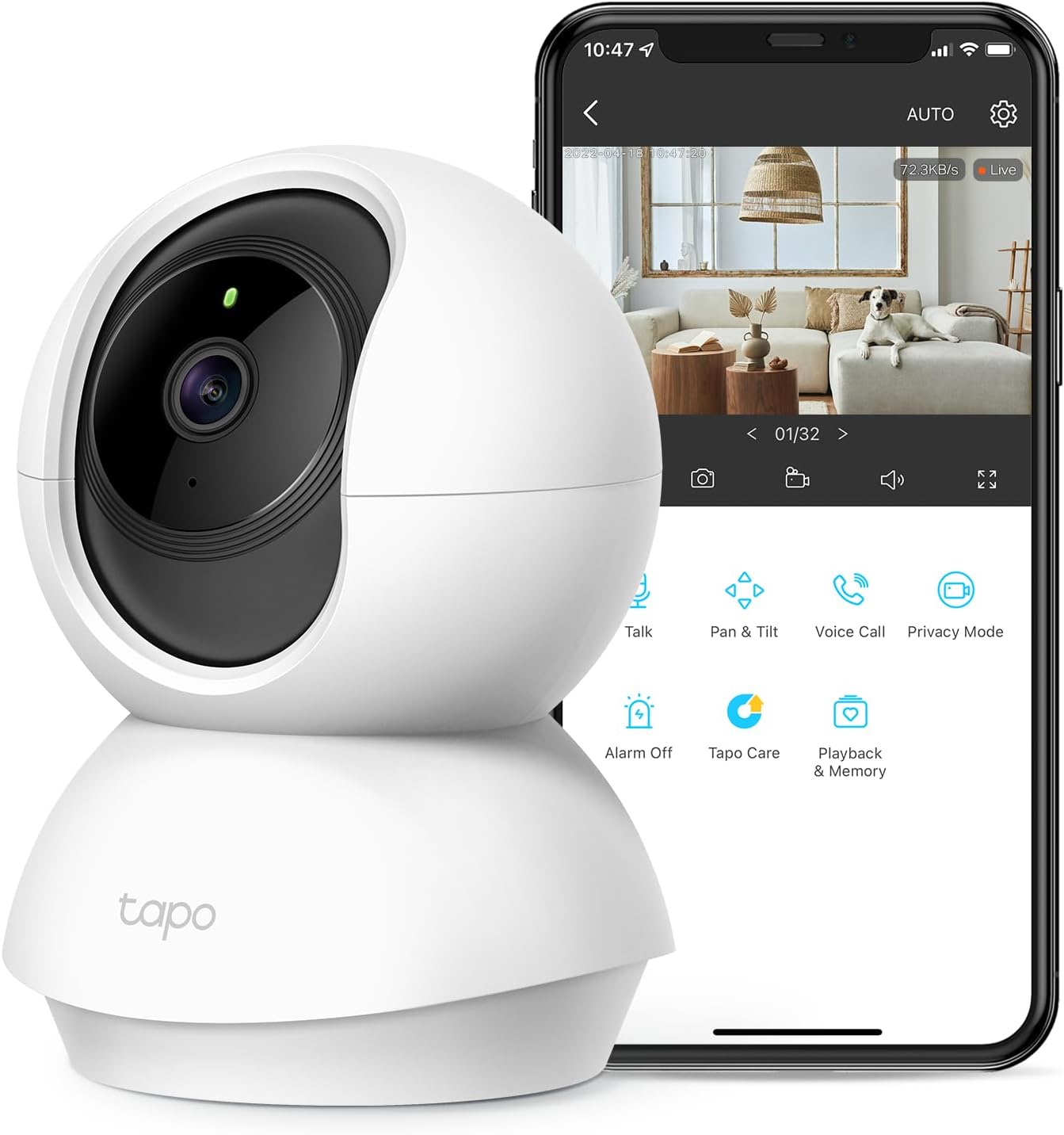 Tapo 2K 2-Way 256 (C210) TP-Link Pan Tilt Security Camera for Baby Monitor, Dog Camera w/Motion Detection, Audio Siren
