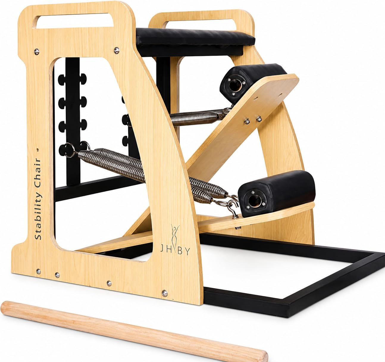 JHBYBMG Pilates Chair, Pilates Chair for Home Workouts, Sturdy Metal Frame, Pilates Stability Chair, Yoga Fitness Trainer, Pilates Reformer Machine (Black) (26.3*30 inch)