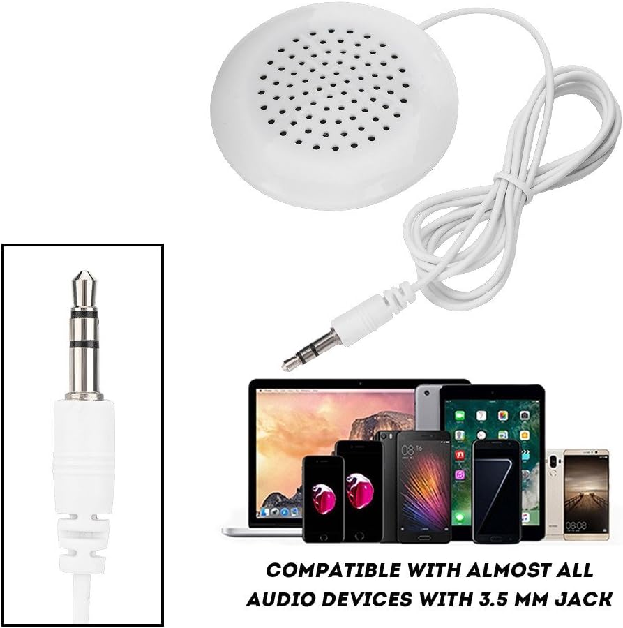 Zyyini 3.5mm Mp3 Mp4 Pillow Speaker, White Sleep Or Hypnosis Speaker New Mini Stereo Speaker for Phone CD Player