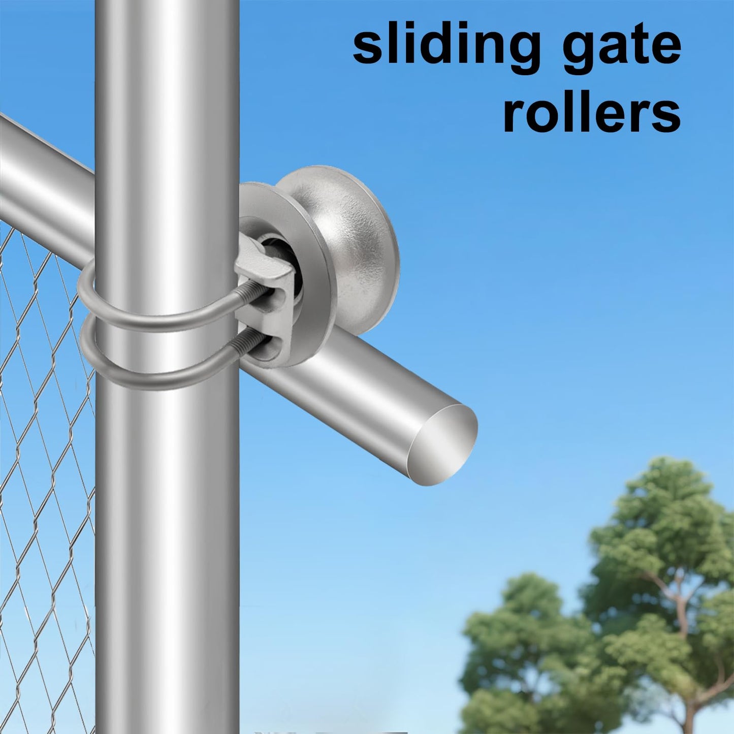 Mini Cantilever Gate Rollers – Durable Cast Steel Rolling Hardware for 2-3/8" Posts & 1-5/8" Chain Link Fence Gates – Efficient Mini Slide Gate System, Pack of 4