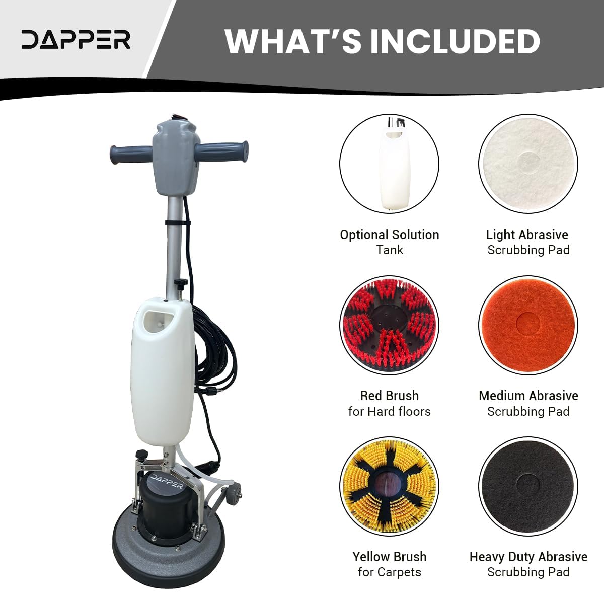 13" Heavy-duty Multi-Functional Floor Buffer Polisher Machine - Clean, Buff, Scrubb and Polish with Ease! Ideal for Carpets Too! Includes Optional Solution Tank, 2 Brushes and 3 Scouring Pads