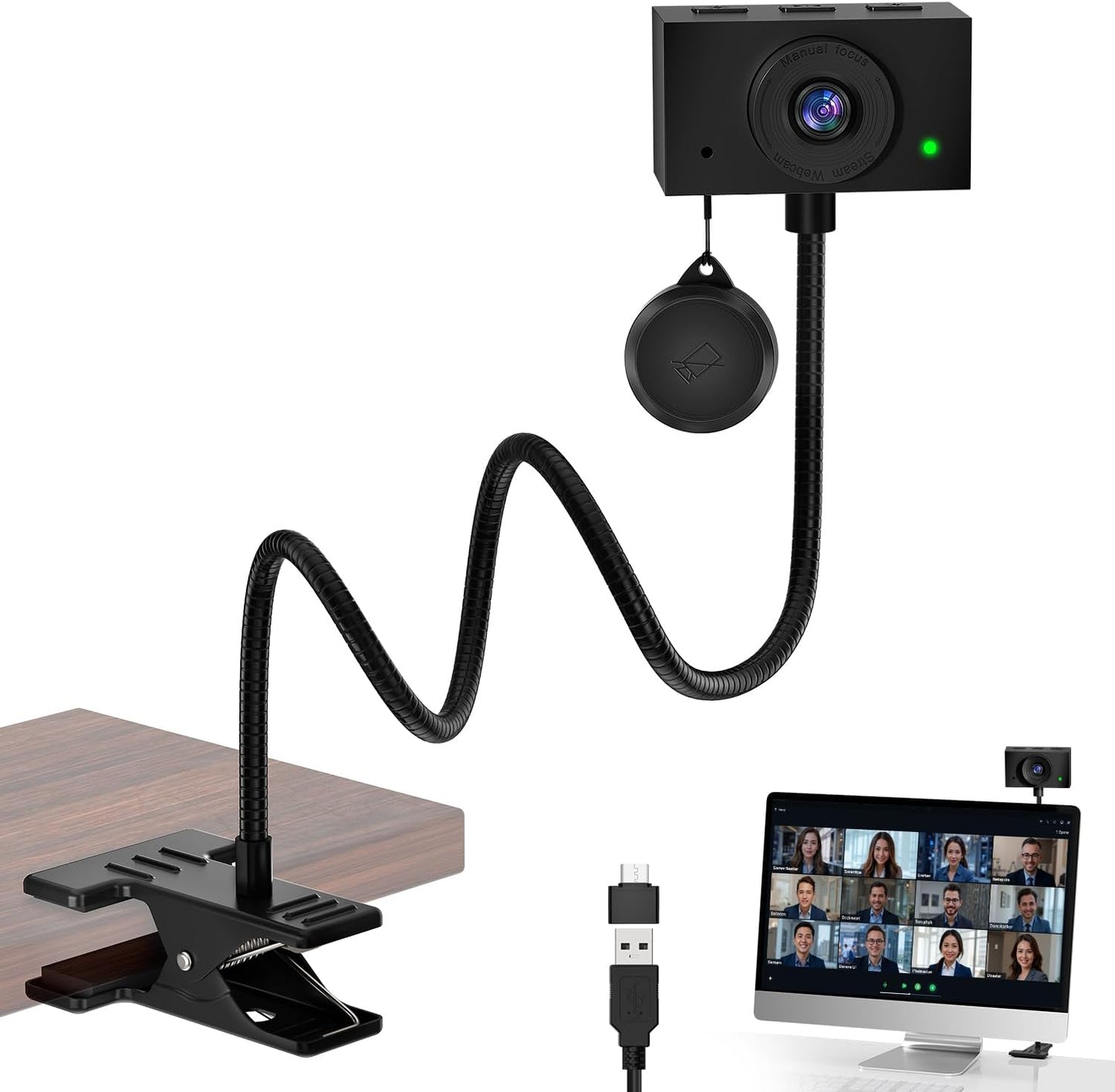 Majiphi 2K Webcam for PC, Streaming Camera, Web Camera for Desktop/Laptop Computer Webcam with Microphone, Plug