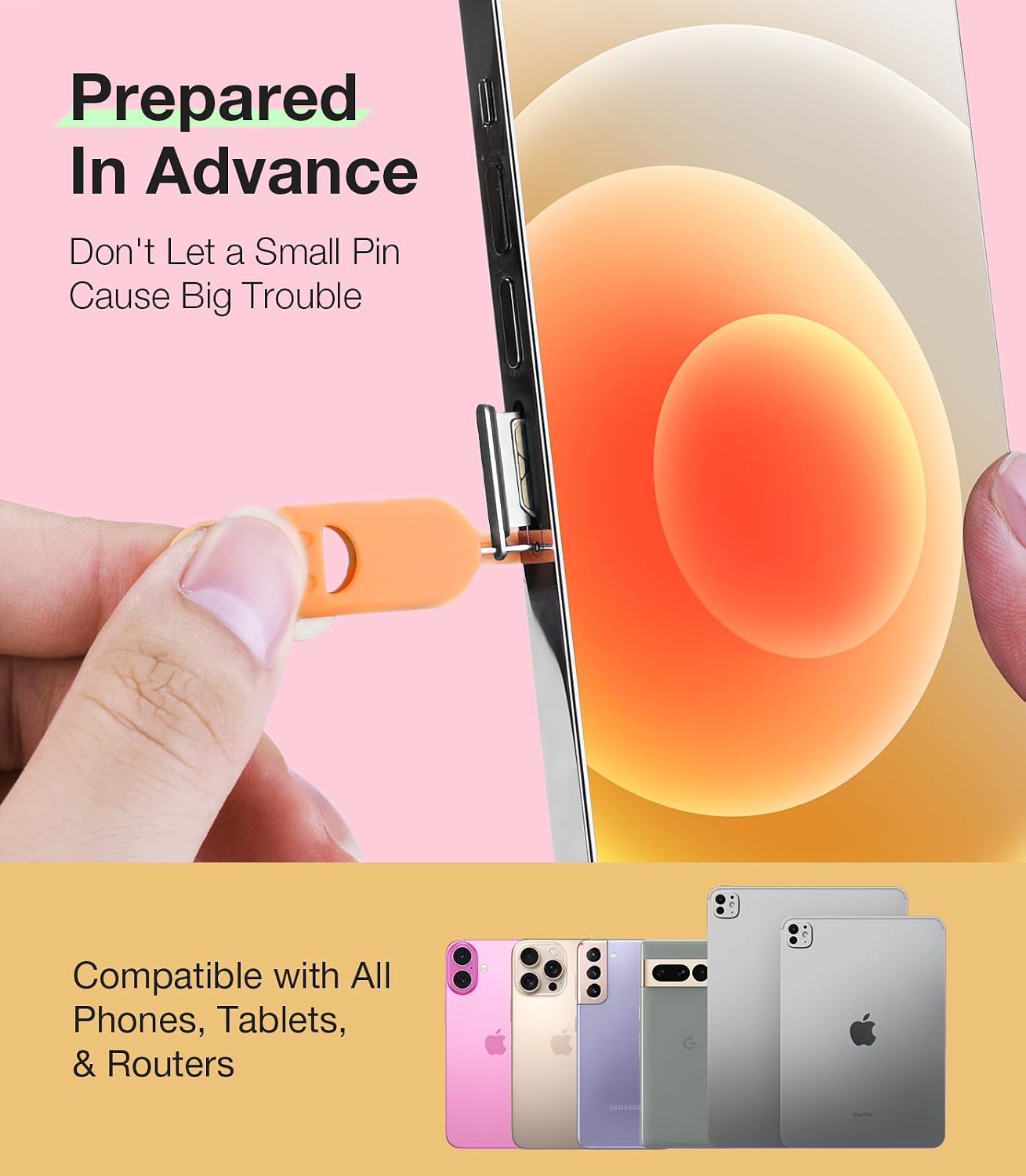 6 (6 SIM Card Holder Contains Removal Openning Tool Tray Eject Pins Pcs Needle Opener Ejector Compatible with All
