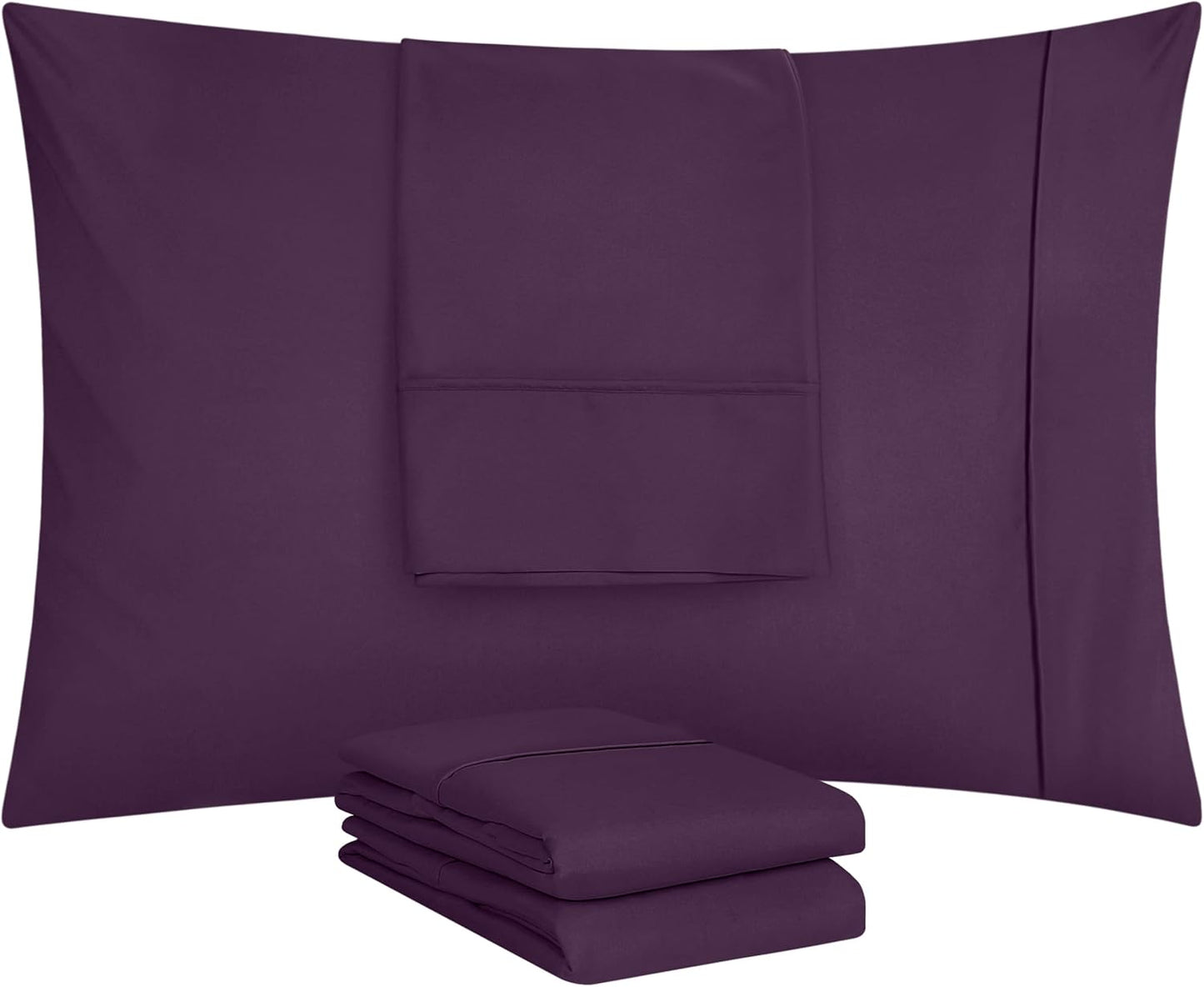 Utopia Bedding Queen Pillow Cases - 4 Pack - Soft Brushed Microfiber - Fade Resistant | 20 x 30 Inches, Purple