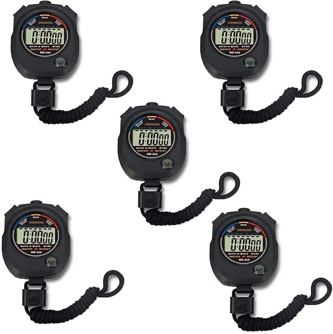 Multi-Function Electronic Digital Sport Stopwatch Timer, Large Display with Date Time and Alarm Function,Suitable for Sports Coaches Fitness Coaches and Referees (5pack)
