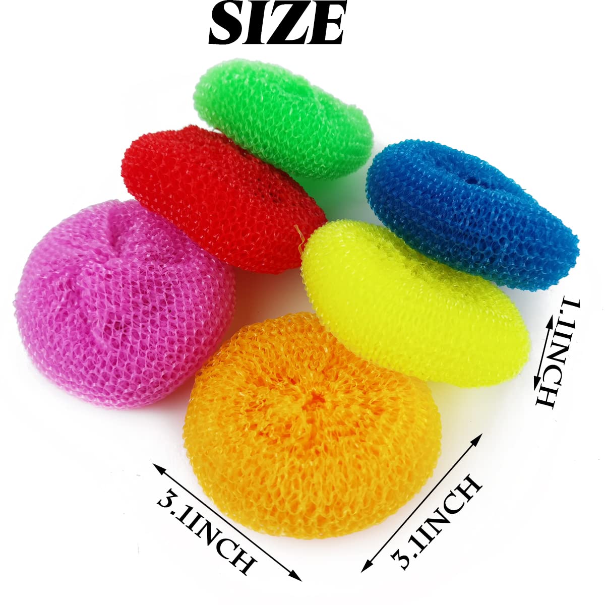 NSBELL 30PCS Plastic Dish Scrubbers for Dishes Plastic Pot Round Scrubber Scouring Pad Nylon Dish Scrubber, Poly Mesh Scouring Dish Pads Non Scratch Scrubbers