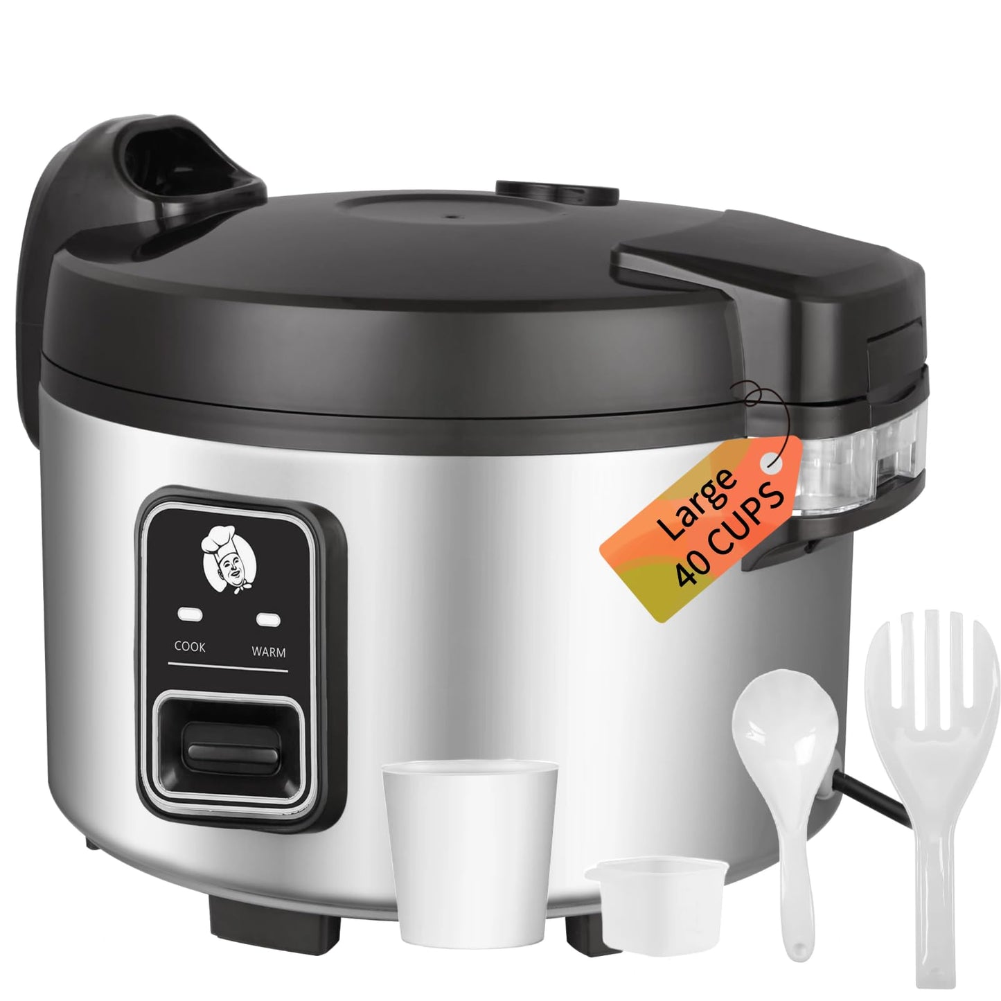 DAZITN Commercial Rice Cooker & Warmer 8.17Qt/40 Cups (Cooked Rice) |Large Rice Cooker | 40 mins Fast Cook Rice Cooker for Restaurant | Auto Keep Warm |Easy Clean