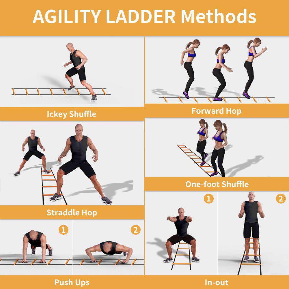 Agility Ladder Speed Training Equipment/Speed Ladders for Football, Soccer & Other Sports - 20 Feet Length 12 Adjustable Rungs