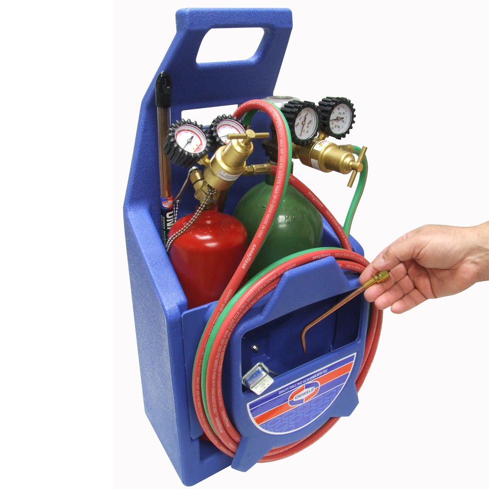 Uniweld KC100P Centurion Weld, Braze Outfit with 511 Plastic Carrying Stand brass, copper, blue