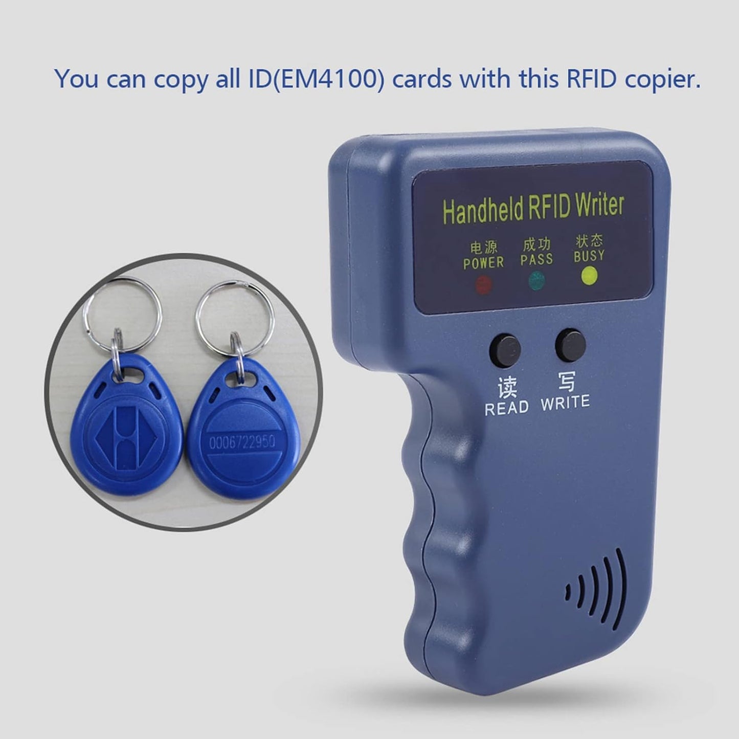 Locadence 125khz EM4100 RFID Reader Writer, Portable Handheld RFID ID Card Copier Reader Writer Duplicator