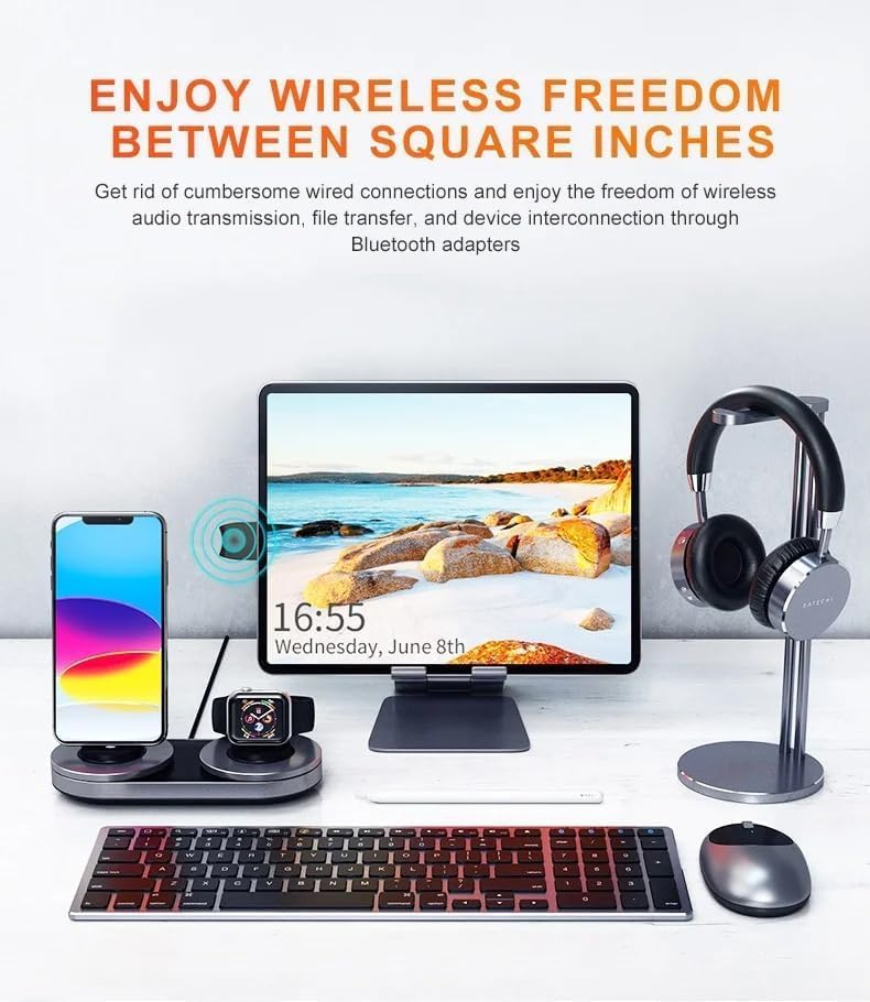 FANTIA 5.3 USB Bluetooth Dongle Adapter for PC Speaker, Wireless Mouse Keyboard Music Audio Receiver Transmitter