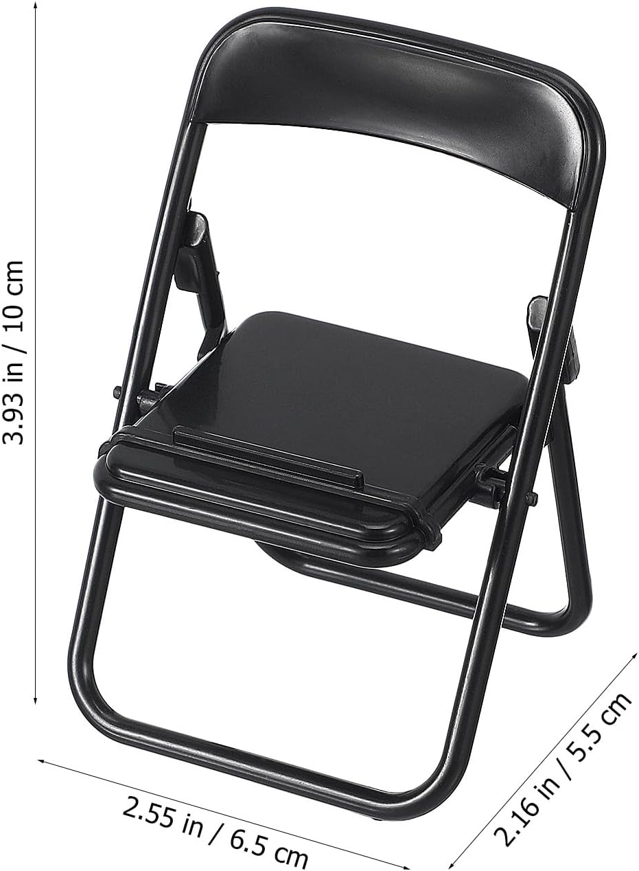 12Pcs 3.94X2.56X2.17 Inches Nolitoy Mini Folding Chair Mobile Holder Foldable Miniature Furniture Model Smartphone Desk