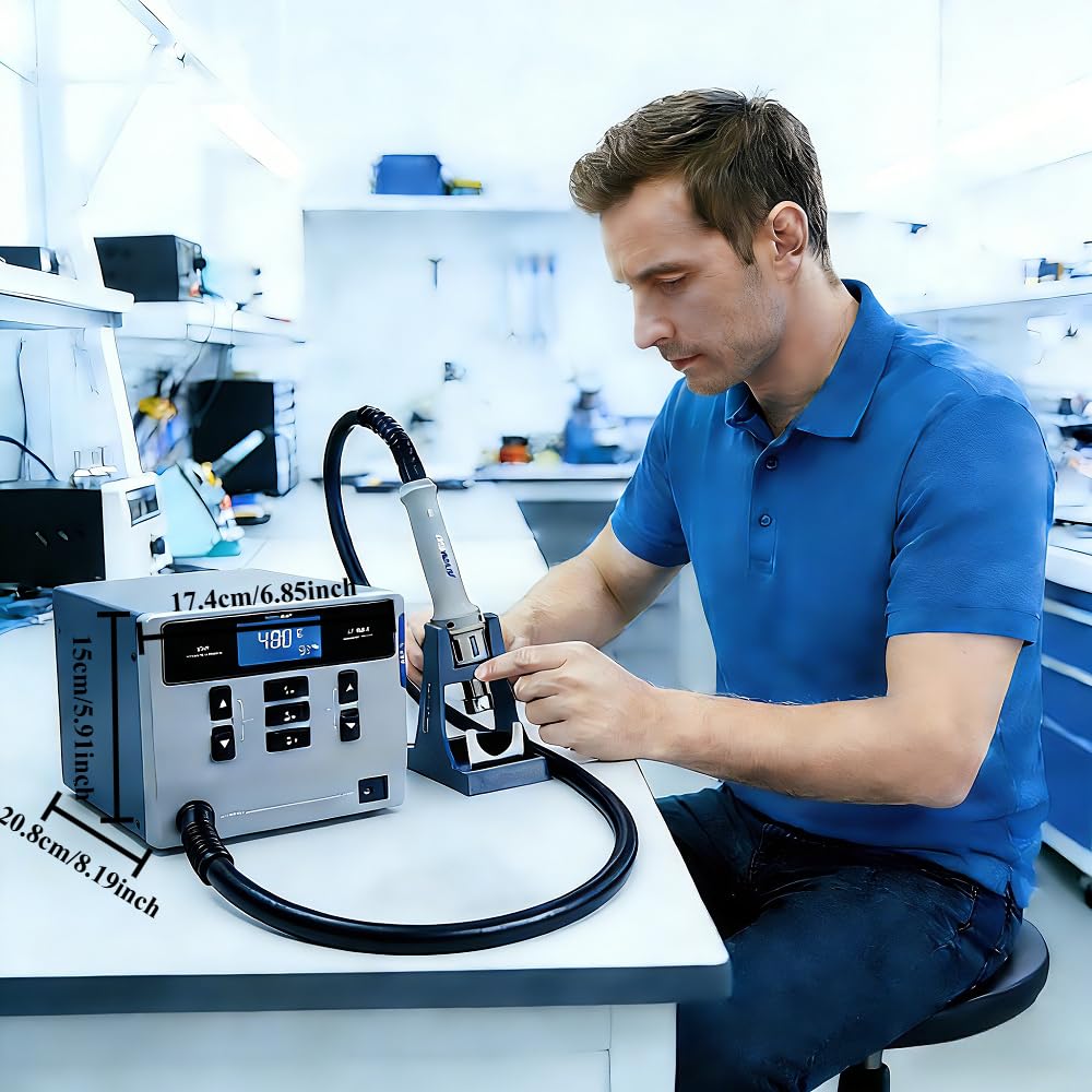 Hot Air Rework Station,1000W Digital Display Automatic Sleep Hot Air Gun Soldering Station, Adjustable Temperature Desoldering Gun BGA Rework Station