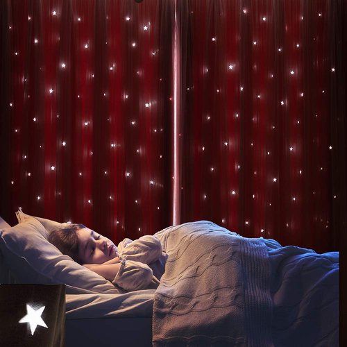 Ftinala Pink Blackout Curtains for Girls Bedroom Cute - Aesthetic Star Cutout Double Layer with Sheer Overlay, 63 Inch Length 1 Panel Baby Nursery Curtains Kids Room Decor Drapes
