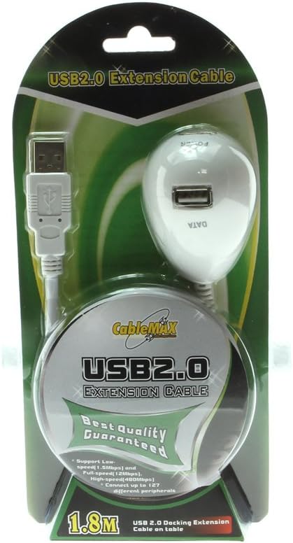 CABLEMAX 6ft. 2.0 USB Docking Extension Cable PC and Mac