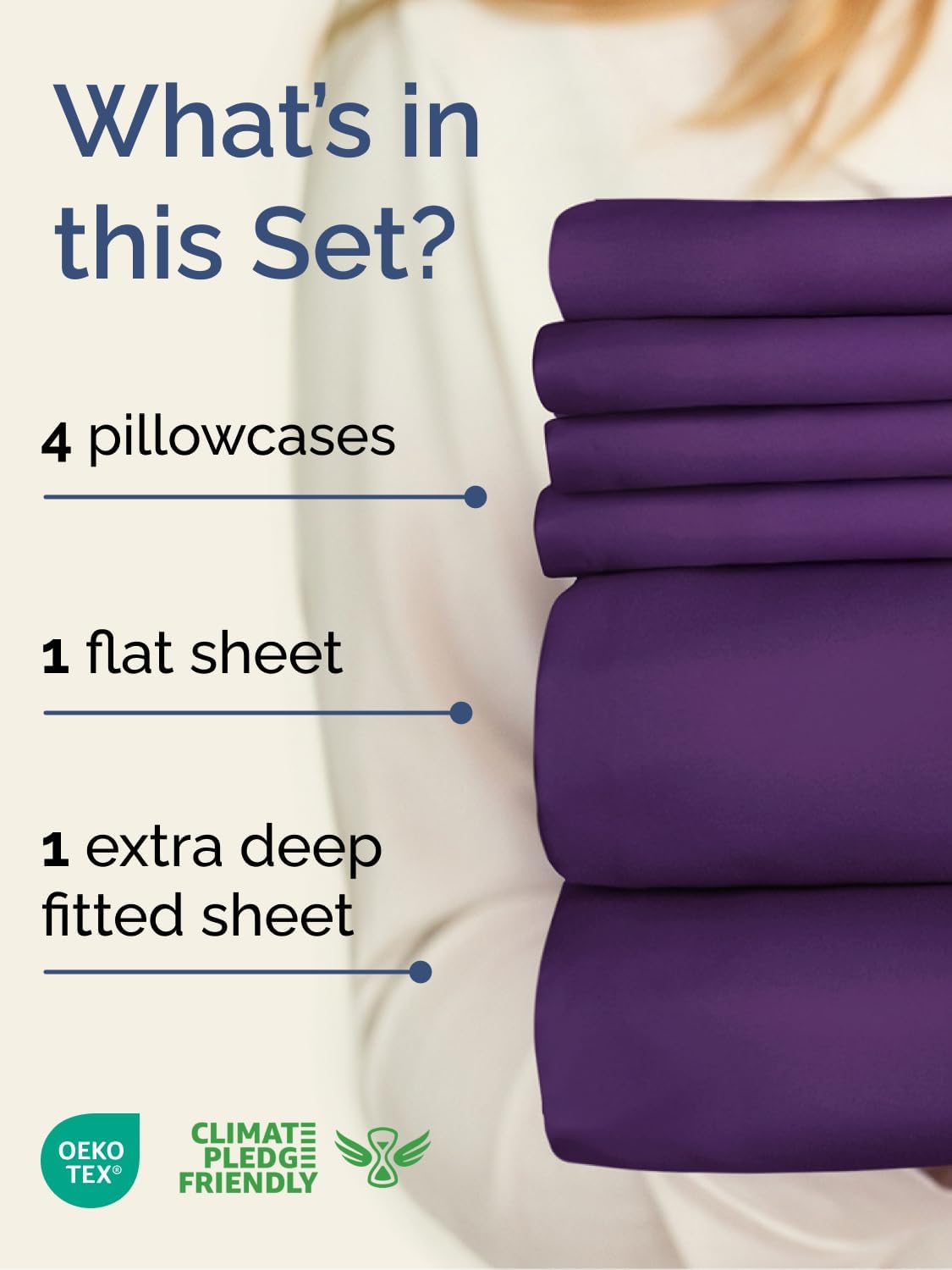 Skiennix Extra Deep Queen Sheet Set - 6 Piece Breathable Cooling Bedding - Soft Wrinkle-Free Purple