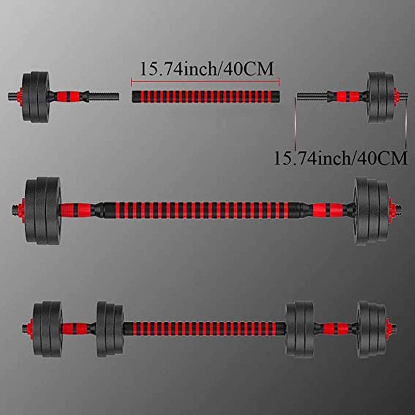 Detetap Dumbbell Bars Adjustable Dumbbell Weight Set Barbell Lifting - 2 x 15.74in Bars and 1 x 15.74in Connecting Rods for Gym Home 1
