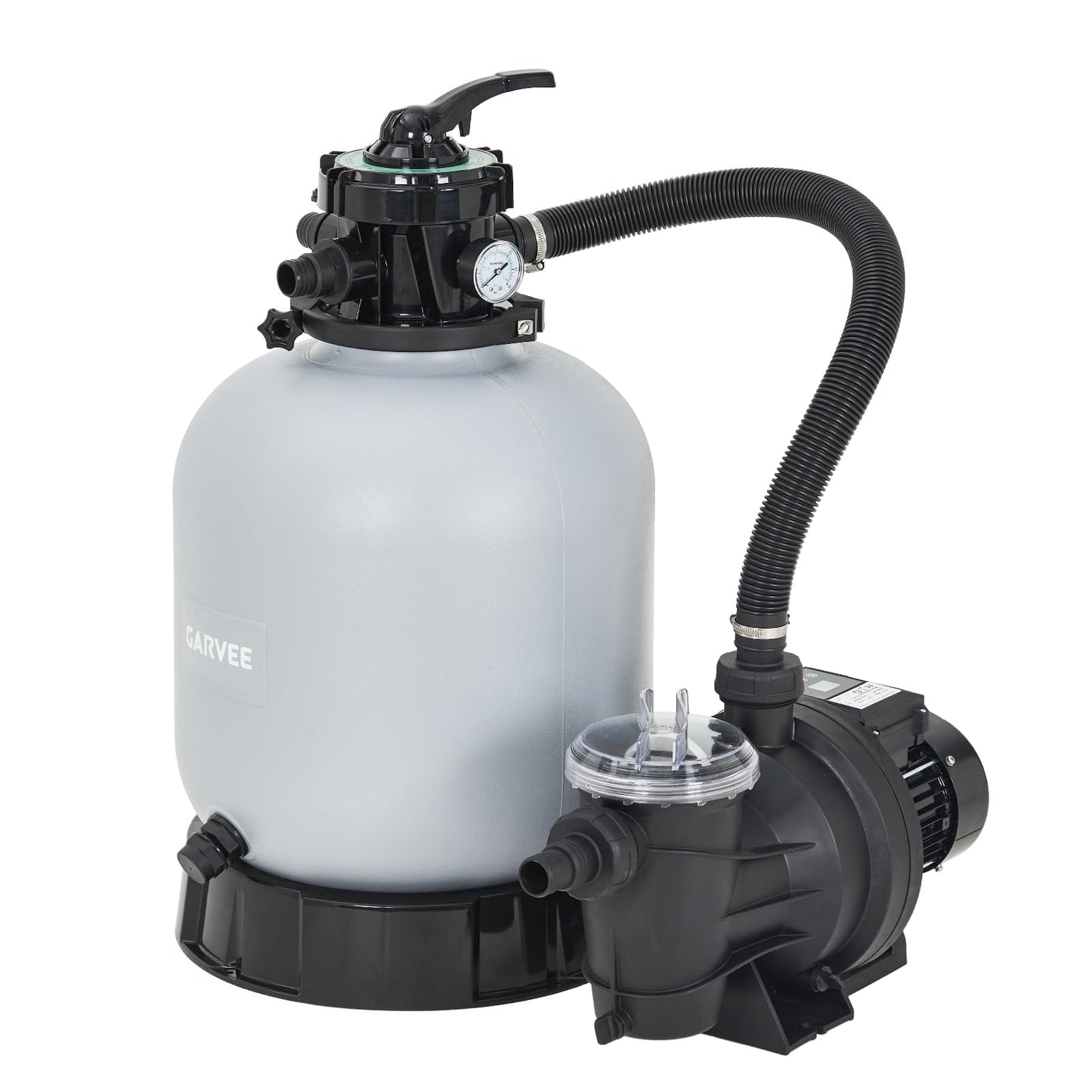 19" Sand Filter Pump for Above Ground Pool with Timer, 1.5HP Swimming Pool Pump & Sand Filter System with 7-Way Valve & Strainer Basket, Pool Pumps Above Ground, Leak-Resistant, 6075GPH, Grey