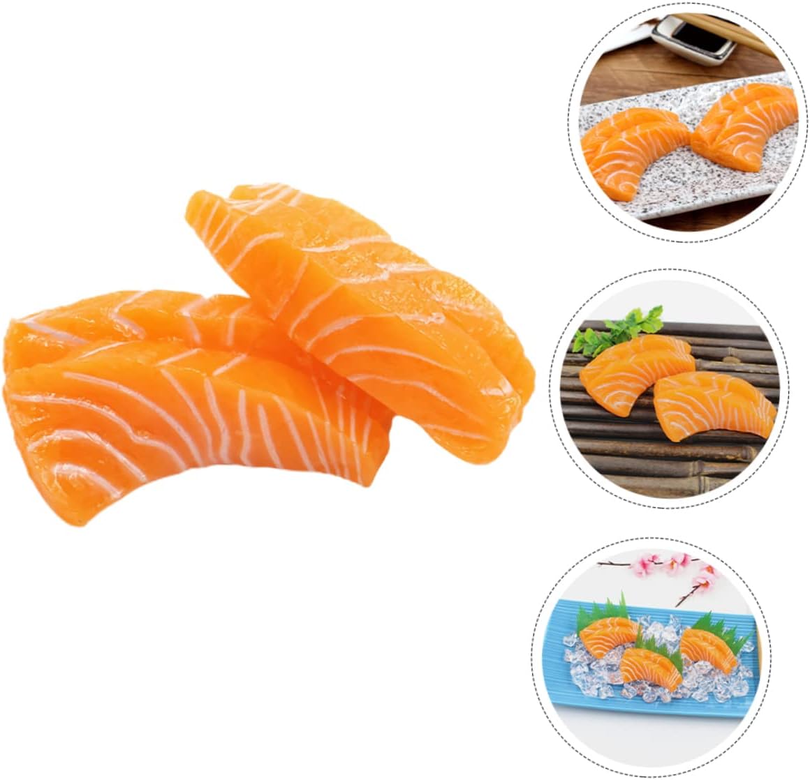 2pcs SUPVOX Realistic Artificial Salmon Slice Models Simulation Sashimi Decor for Home Restaurant and Kitchen Display