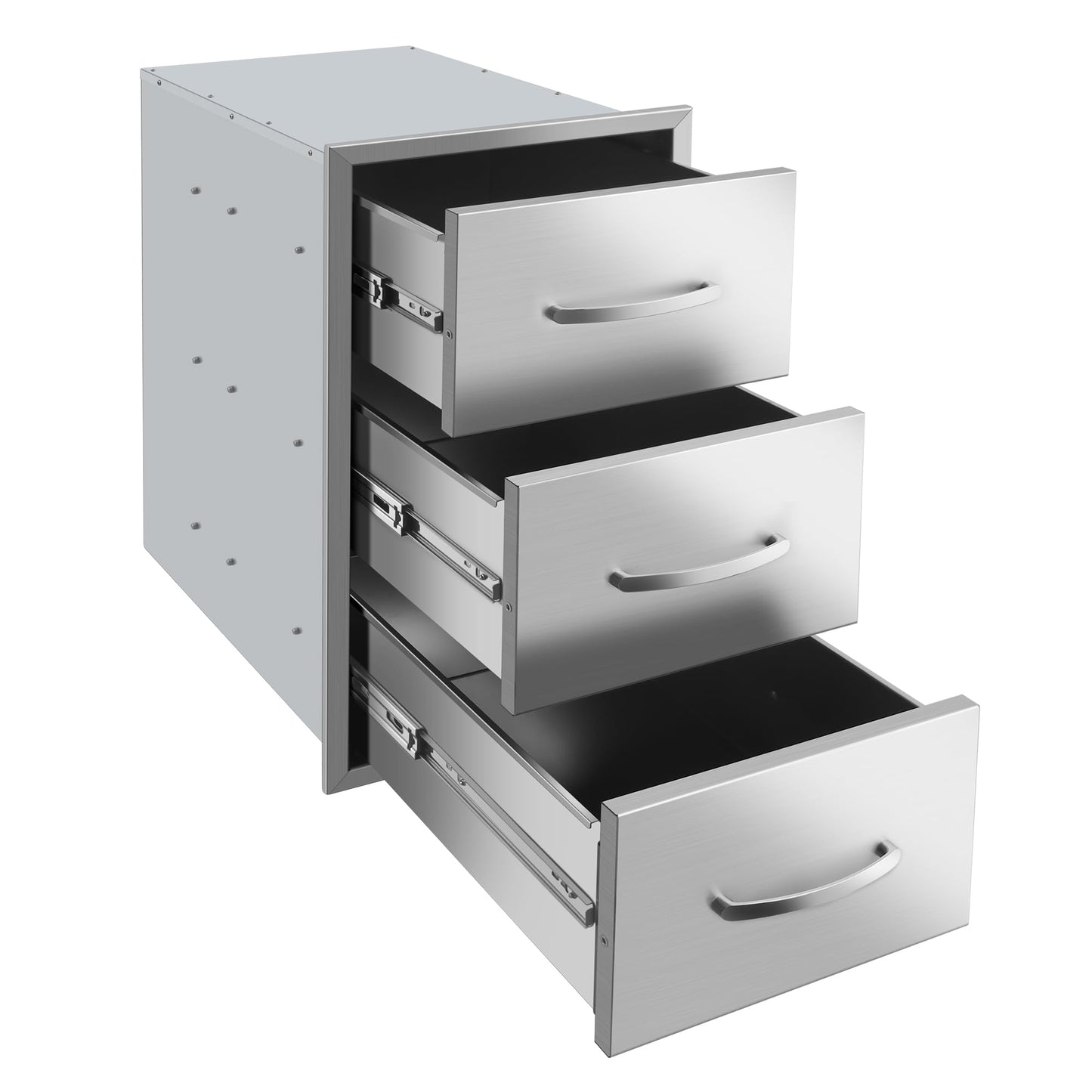 RAILEN Outdoor Kitchen Drawers 16" W x 28" H x 20" D Built-in BBQ Drawer Stainless Steel Access Drawers for Outdoor Kitchen Island or Grill Station
