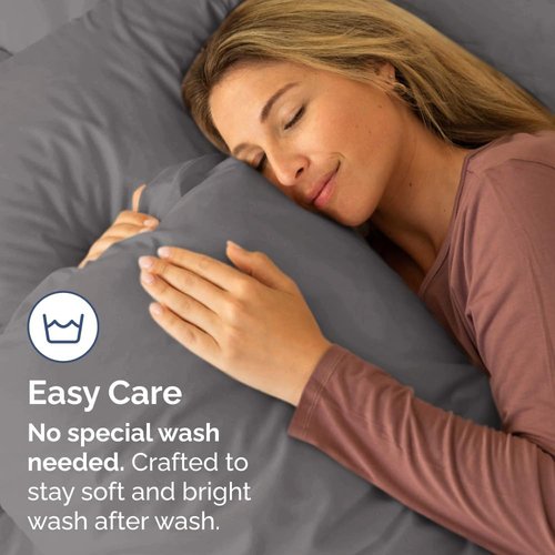 King Standard Pillow Cases - Soft Hotel Quality Pillowcase Covers - 4 Piece Set in Dark Grey | Machine Washable