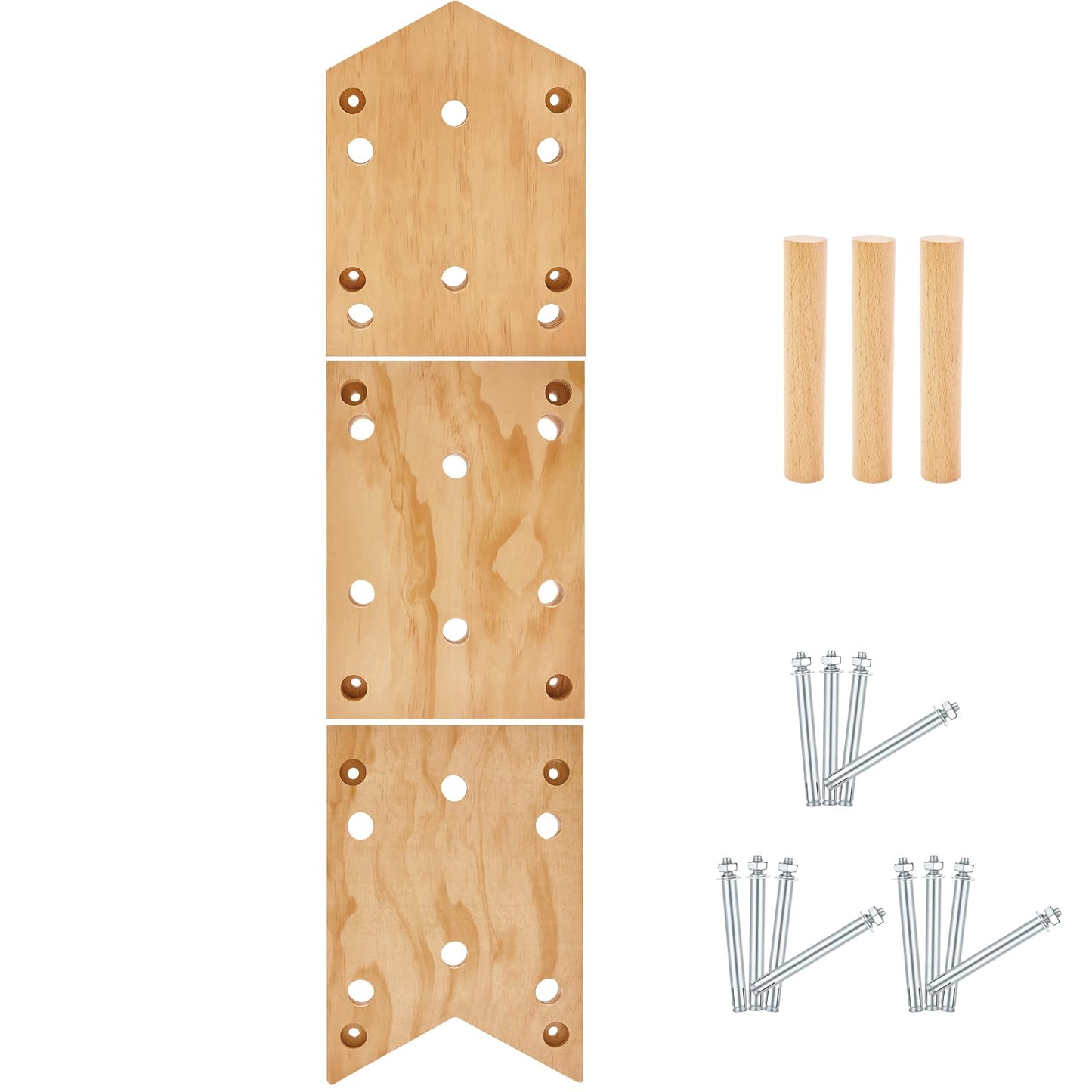 AceOrbit Climbing Pegboard 12‘'x48‘' Rock Climbing Board with Dowel Pegs 23 Holes Wall Mounted Ladder Fitness Cross Training for Rock Climbings Gift, Christmas Birthday Present for Climber (Irregular)
