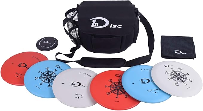 Disc Golf Set- Putter, Mid-Range, Driver, Mini Disc, Towel with Bag
