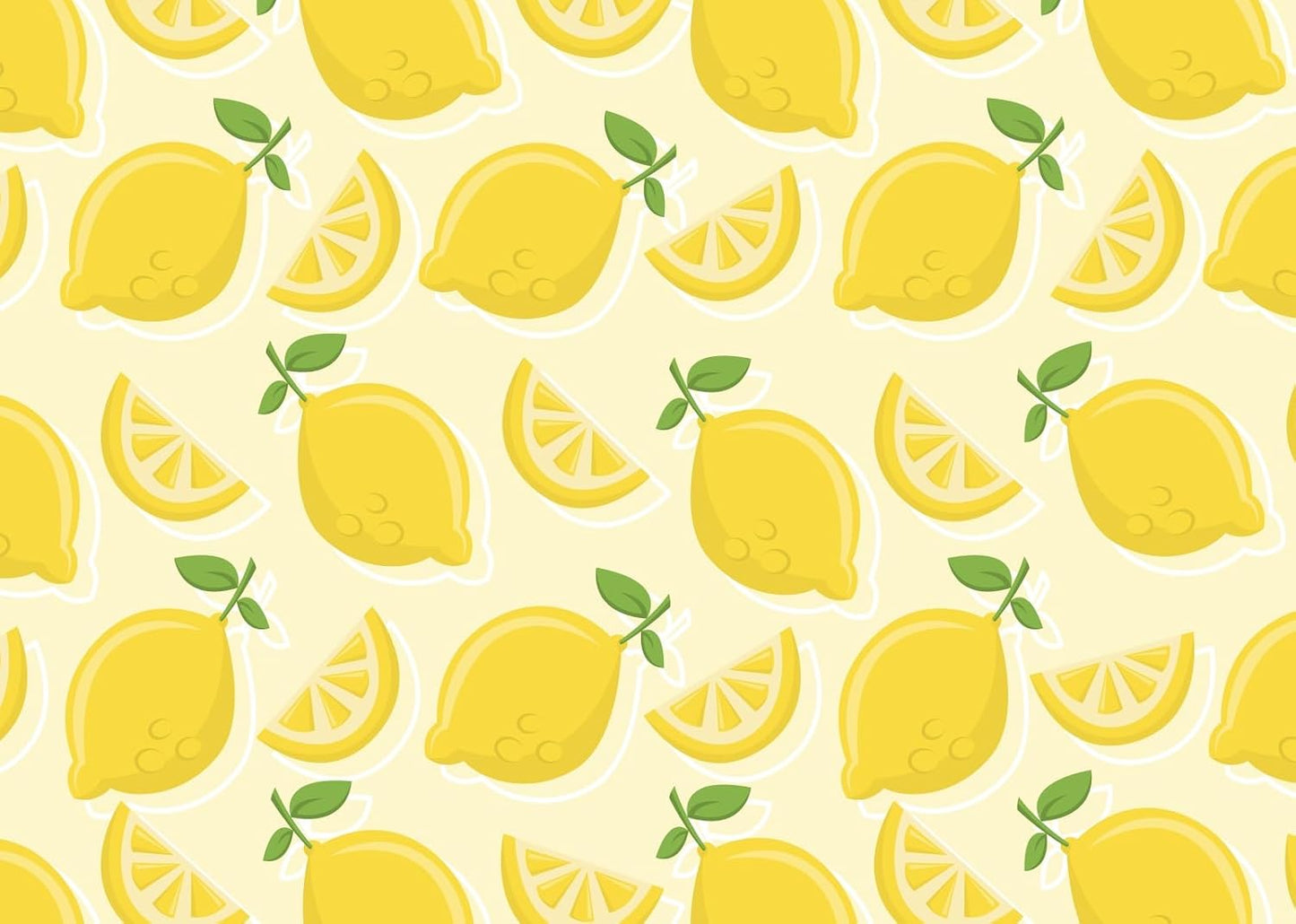 CORFOTO 9x6ft Summer Fabric Lemon Pattern Backdrop Yellow Lemons Slices Green Leaves Citrus Pattern Photography