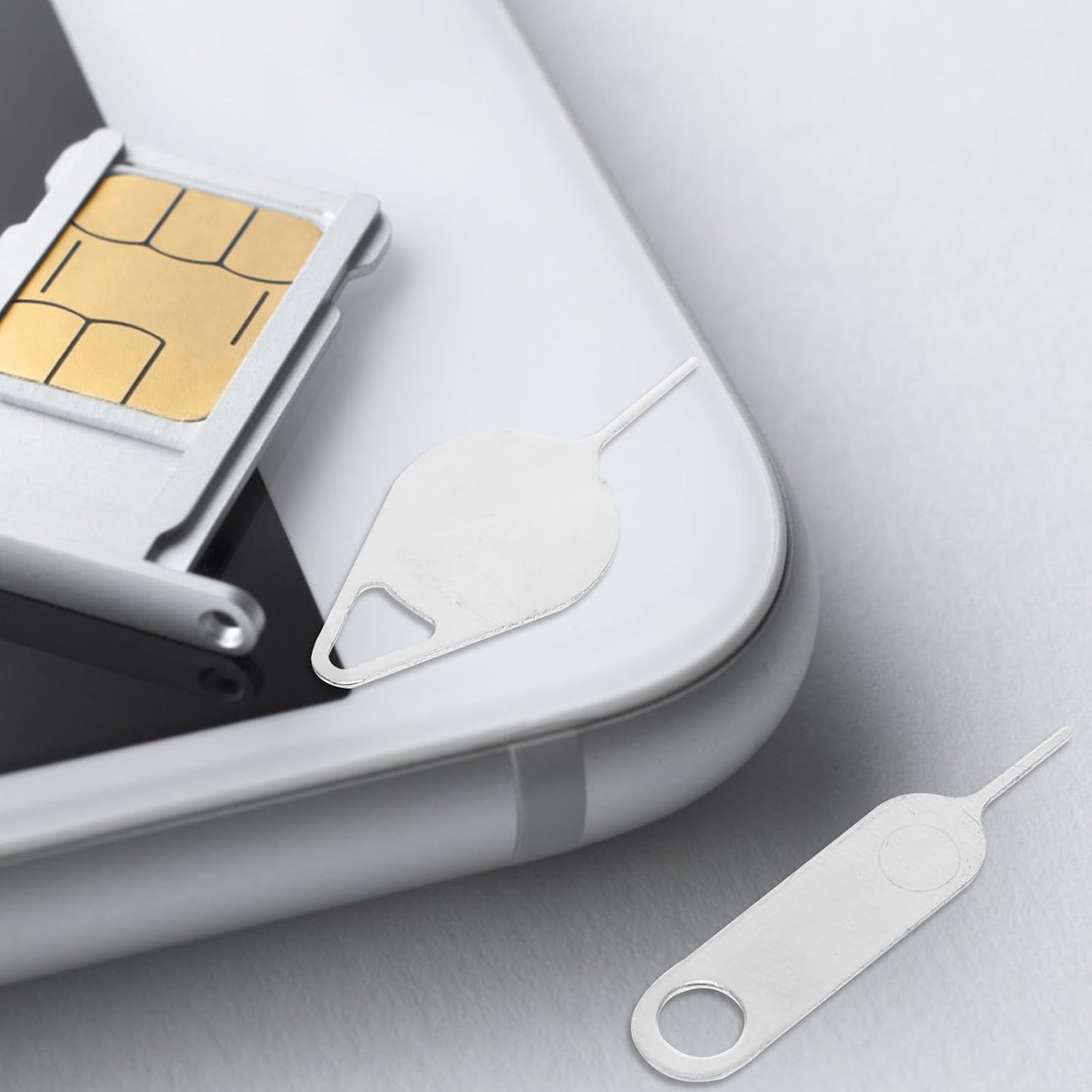 100 Kichvoe Pcs Sim Card Tool Kit for Smartphones and Tablets Silver Metal Sim Ejector Pins with Practical Eject