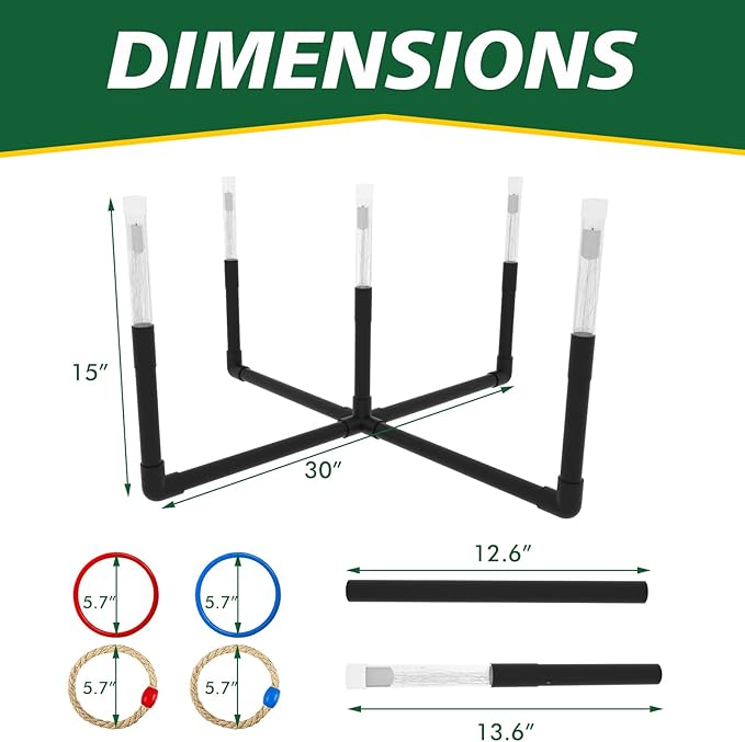 OUTTOY Outdoor Yard Games for Adult and Family, Led Ring Toss Games for Kids， Glow in The Dark Games for Lawn, Backyard, Camping, Beach
