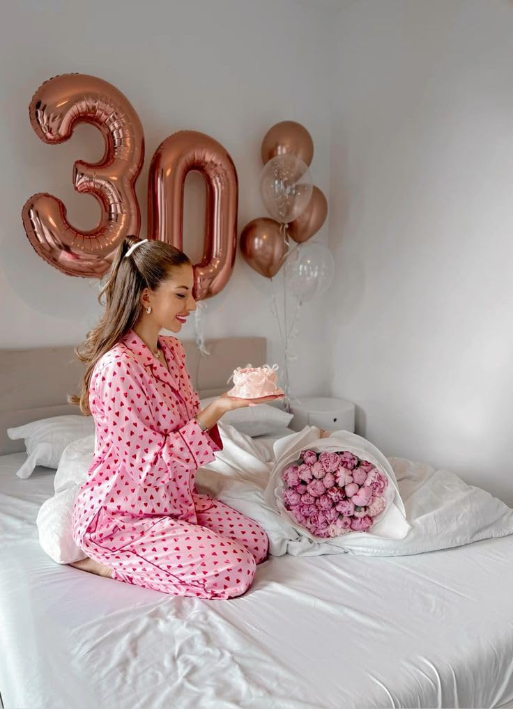 Numbers 40 Balloons - 40 Inch Rose Gold Foil Decorations for 40th Birthday Parties | Perfect for Engagements