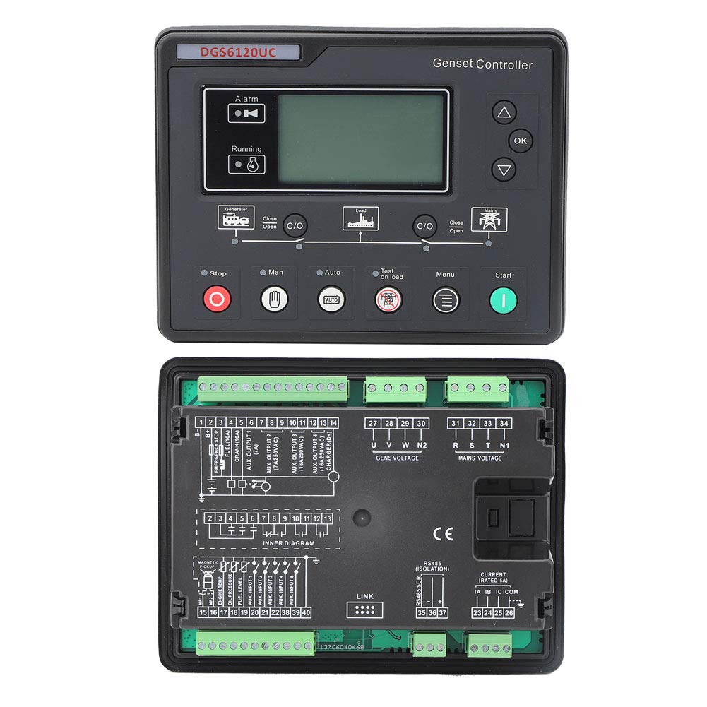 Generator Control Panel,Genset Controller Module Automatic Power Monitoring Switching Control for Generators LCD Display Backlight