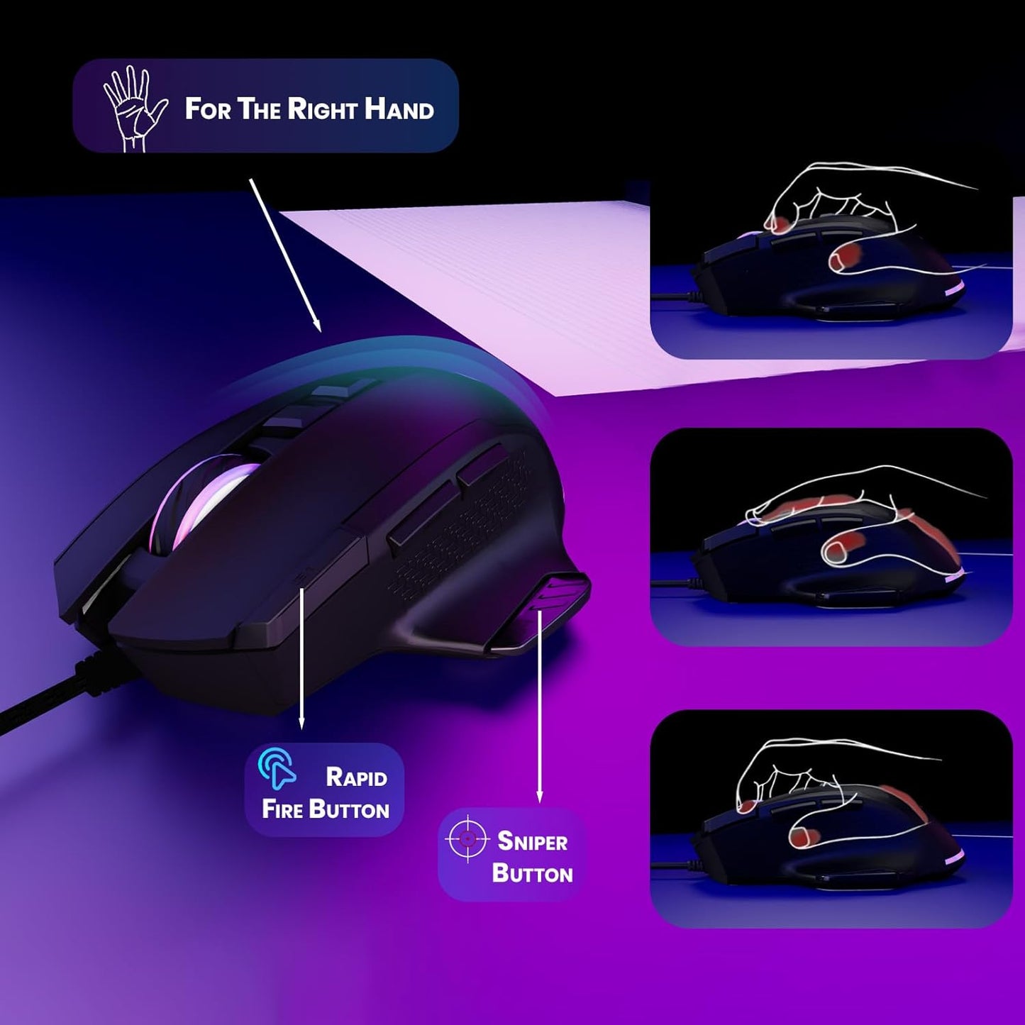 MKETech Electronics 8 Programmable 6 Wired Mouse for Gaming USB Computer Mouse with Buttons, Adjustable DPI
