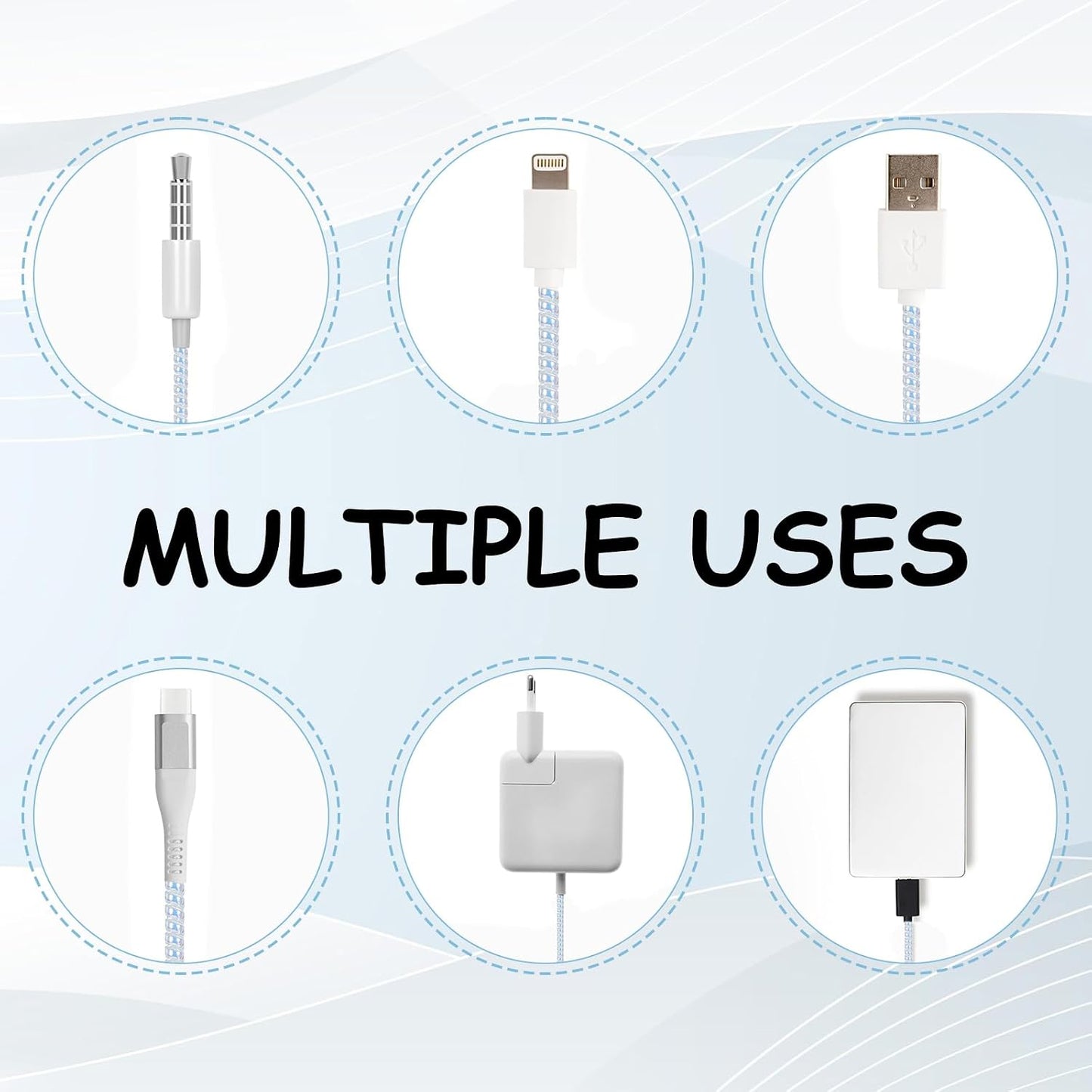 Xelsluthe 4.6ft Blue Spiral Cable Protector, Flexible Chargers Data Cable Protect, Headphone Cables Saver for Phone USB