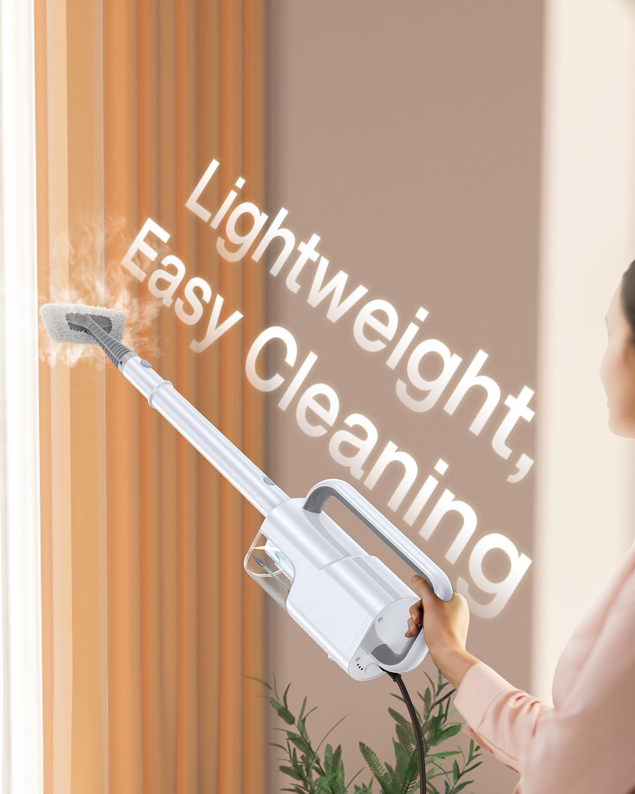 10-in-1 Steam Mop with Detachable Handheld Steamer, 350ml Tank, 10s Heat-Up, 248°F Steam Cleaner, 3-Level Control and Swivel Head for Floors, Carpets, Tiles, BBQ grill Multi-Surface Clean White