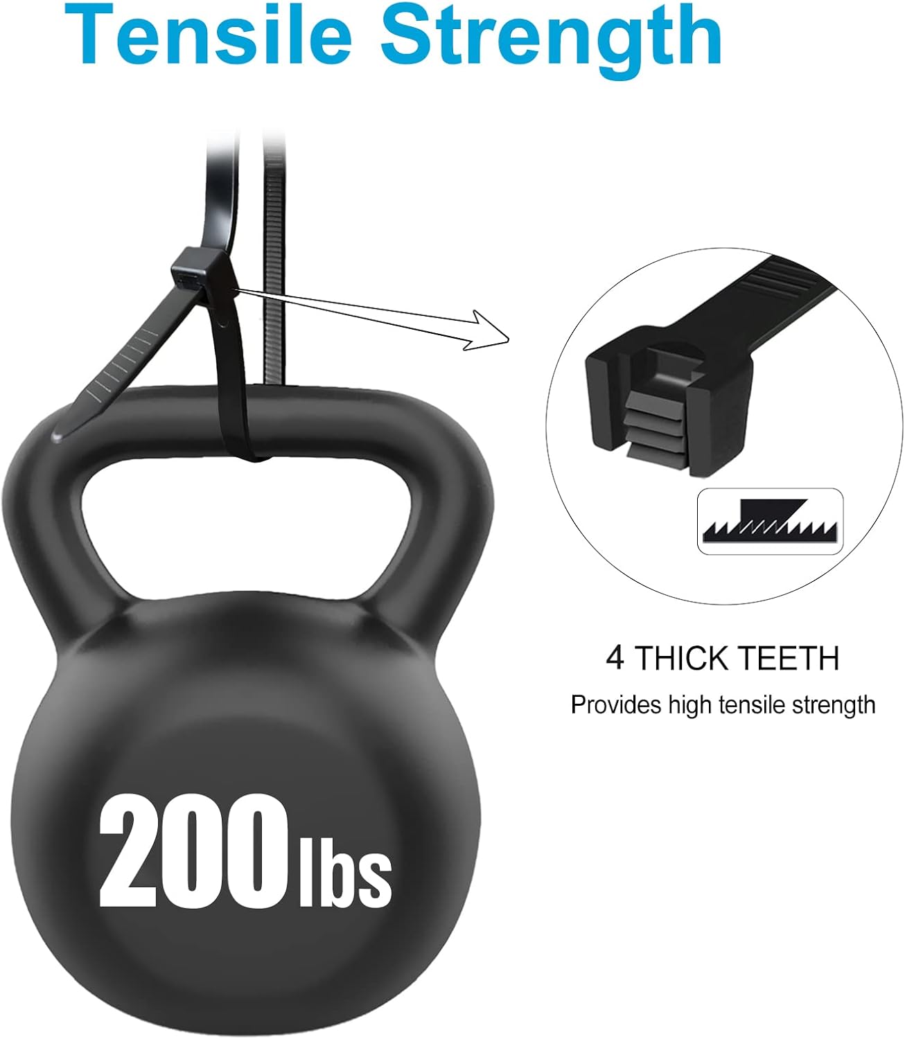 GAIIAN 24 inch, 200 lbs 50 Pack, Long Zip Ties Heavy Duty Large Zip Ties with Tensile Strength, Big Cable Ties, Black