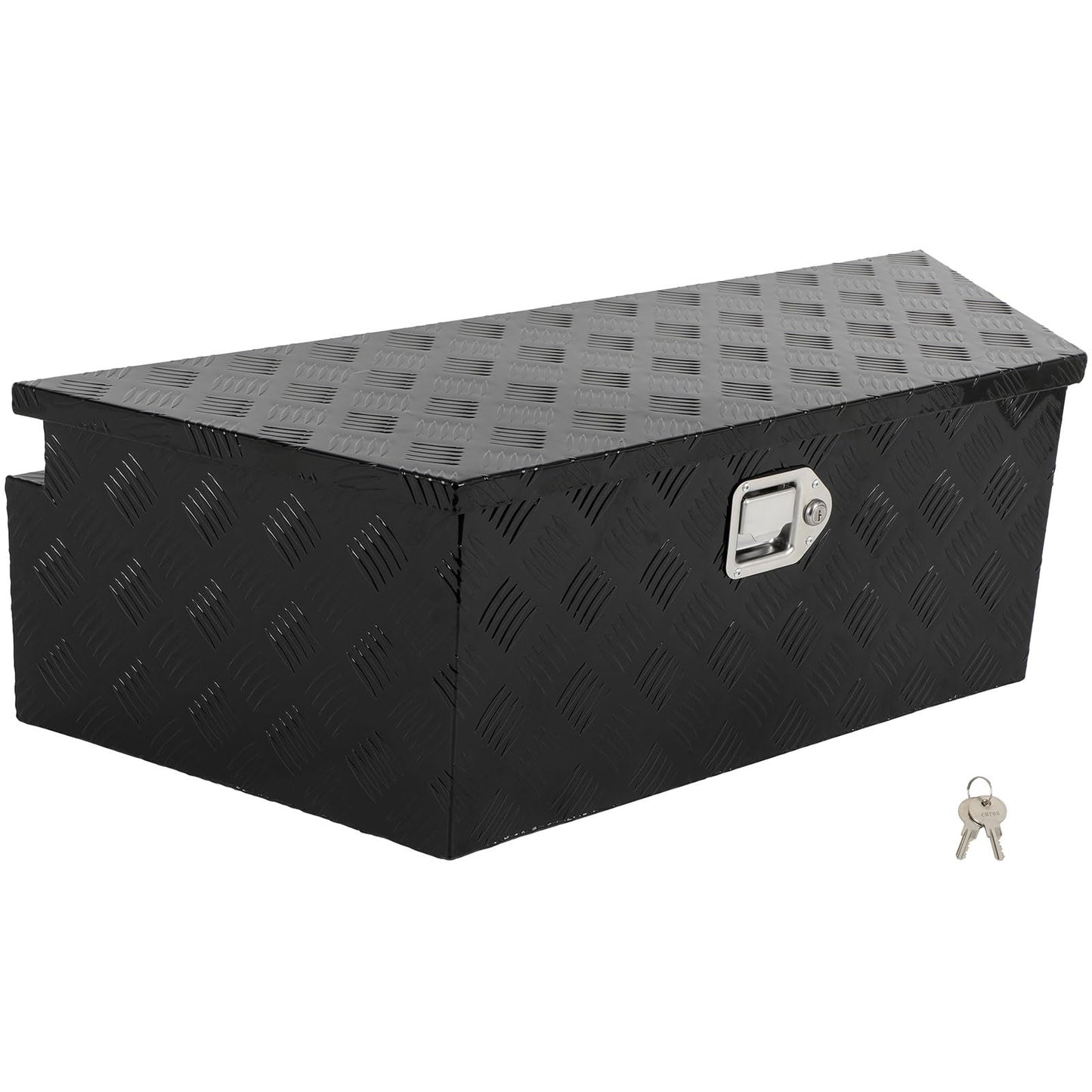 SCITOO 39 Inch Diamond Plate Truck Bed Tool Box,Heavy Duty Aluminum Crossover Storage for Most Full Size Pickups,Lockable Weatherproof Chest,Fits 39" Truck Beds,Easy Access to Load and Unload