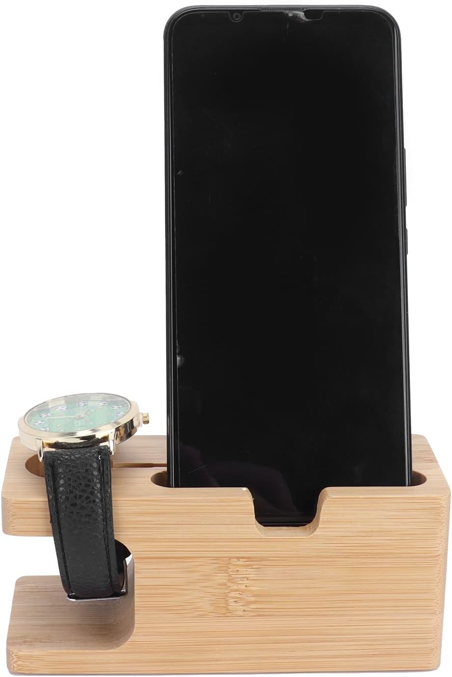 Beufee Wood Charging Docking Station, Bedside Organiser Key Wallet Watch Stand Nightstand Organizer Holder for Living