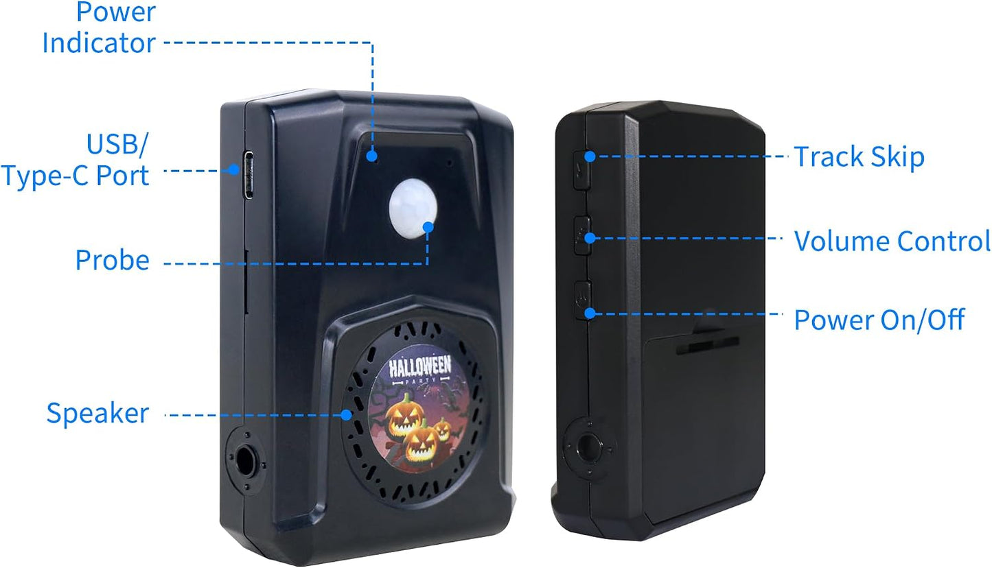 Waytronic MP3 90dB 13ft 120 Programmable Motion Sensor Voice Player, PIR Infrared Motion Activated Speaker with Custom