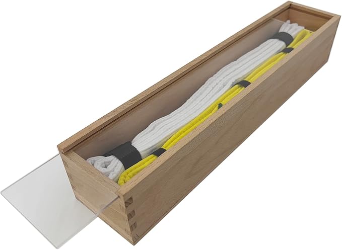 Beechwood Martial Arts Belt Display Case with Acrylic Sliding Panel - Elegant Karate/Taekwondo/Jiu Jitsu Belt Holder & Collector's Showcase - Tabletop Belt Storage Organizer for Dojo & Home Décor