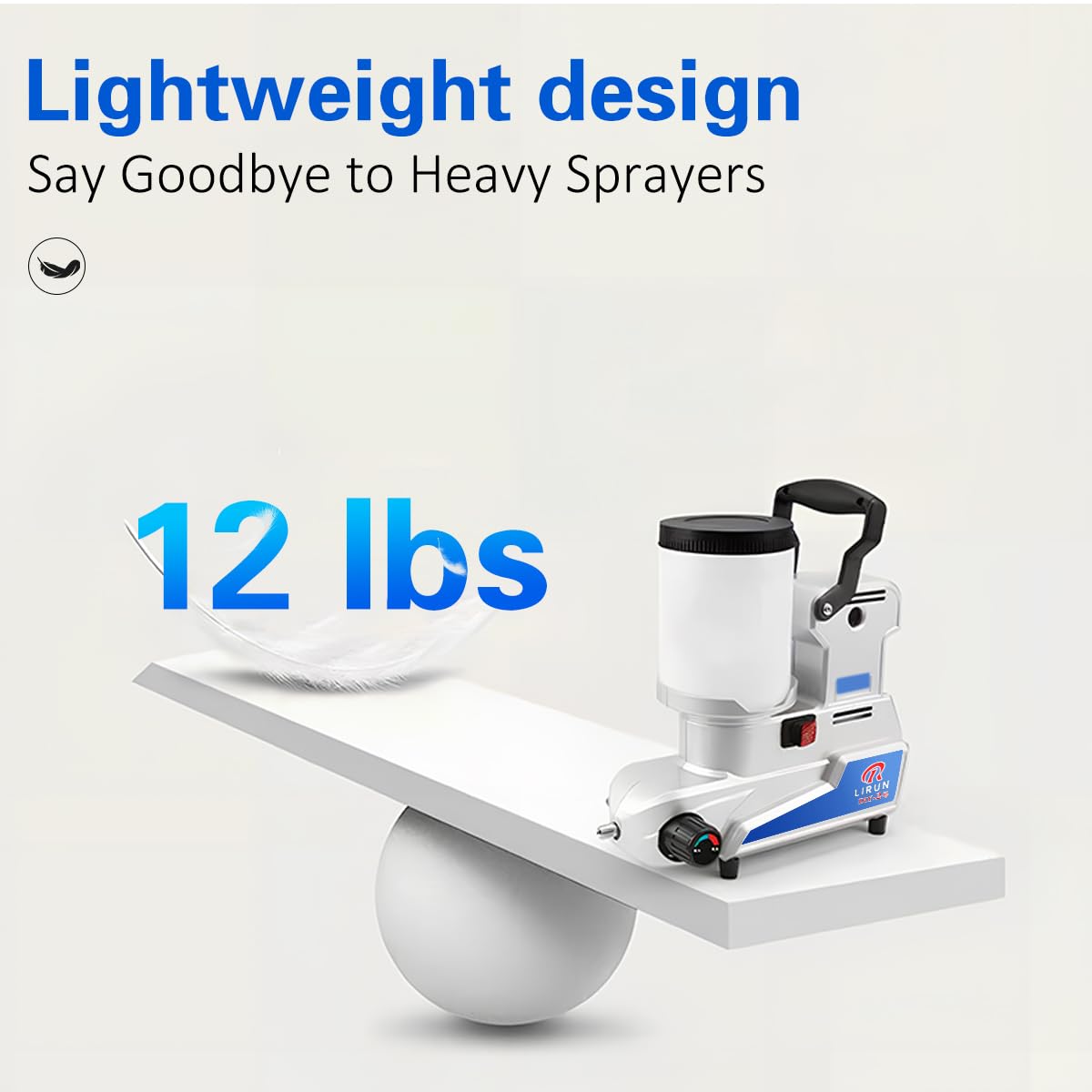 RLIRUN Airless Paint Sprayer, 2.5 L/Min High Flow, 0.5 Gallon Tank, 3 Adjustable Speeds, Durable Construction, 16 ft Hose, Includes 25-Piece Accessory Kit
