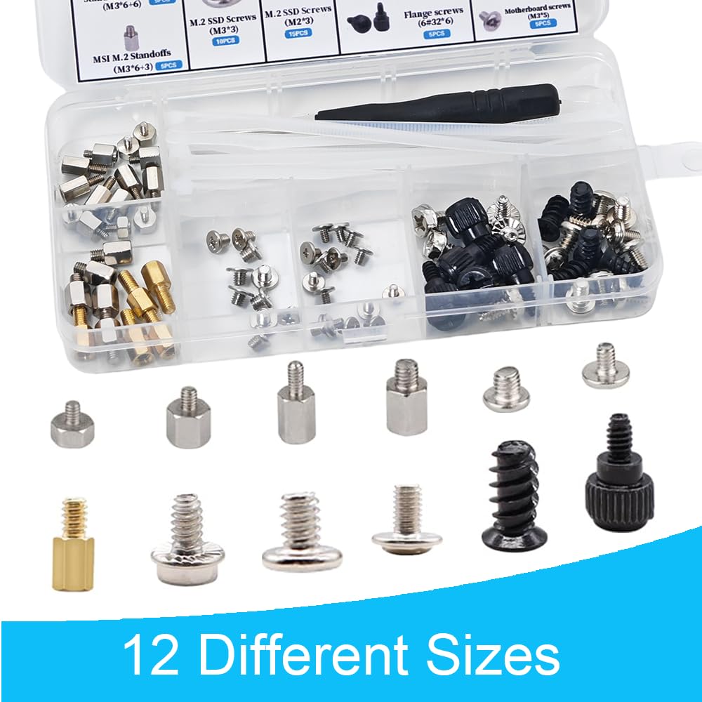 Trsewmi M.2 M.2 Screws, Motherboard Screw for Asus Gigabyte Asrock MSI Motherboards, Computer Screws for HDD, SSD, Fan